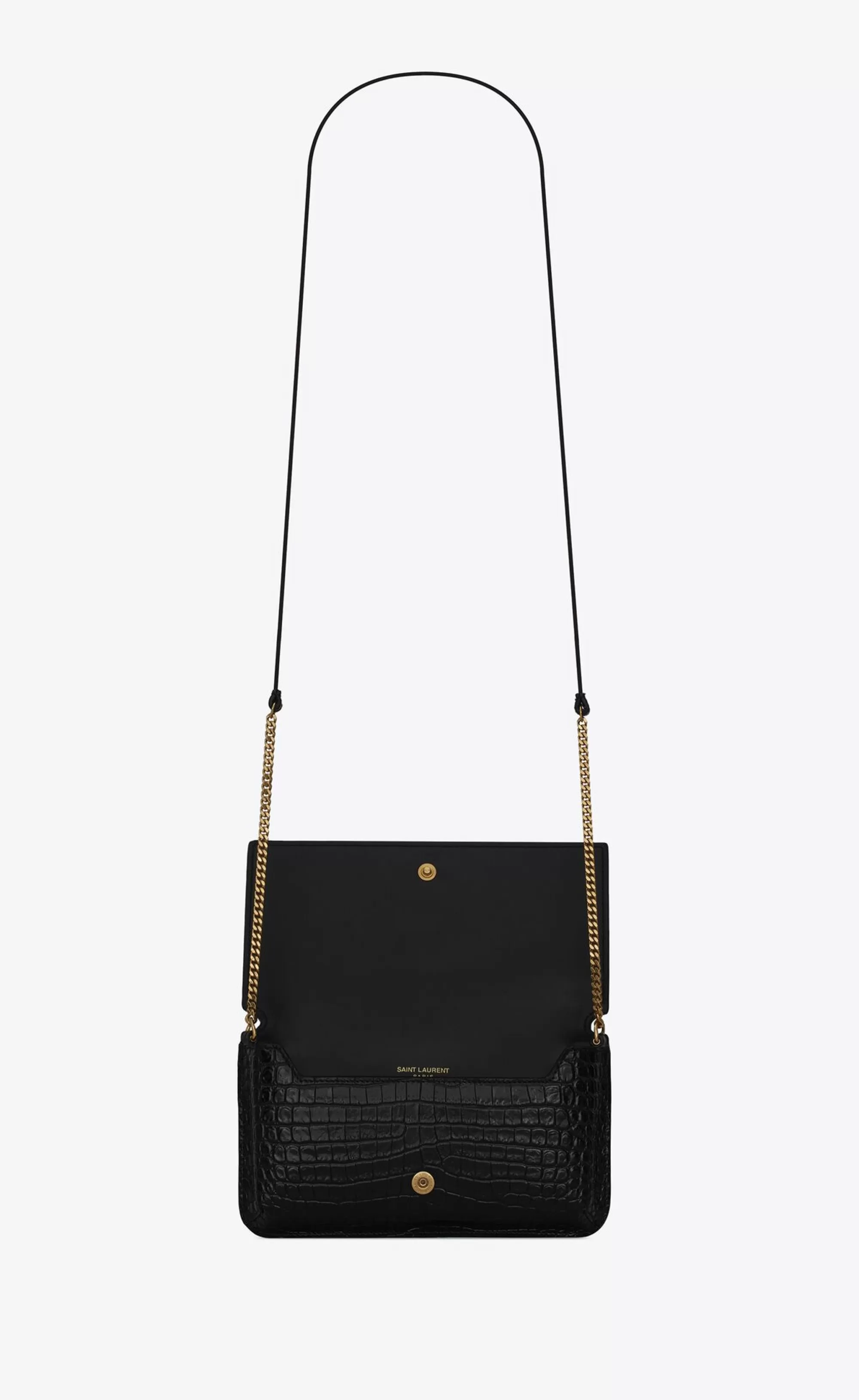 Women Saint Laurent SMALL ACCESSORIES | CHAIN WALLETS^CASSANDRE Phone Holder In SHINY Crocodile-embossed Leather | | YSL.com