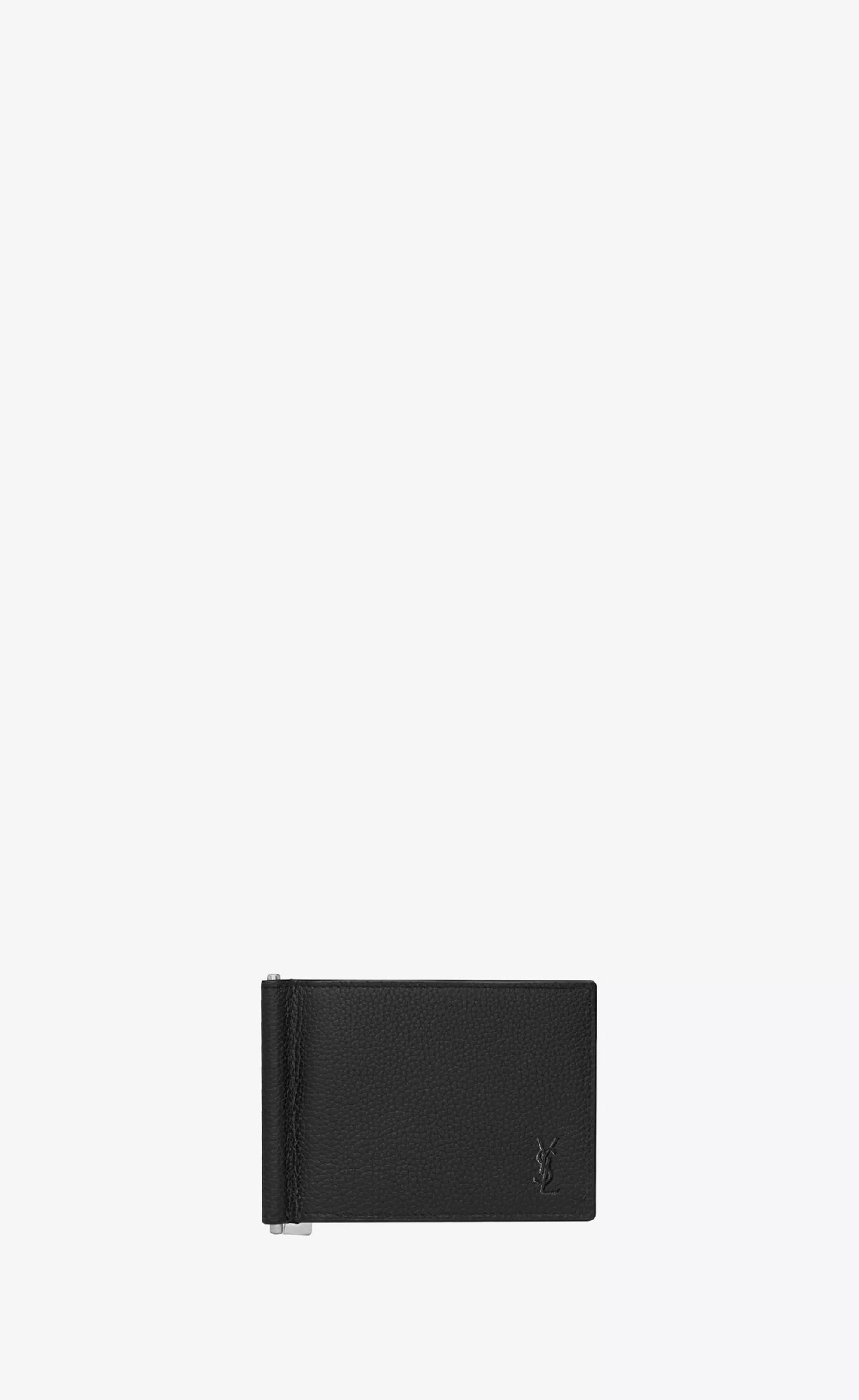 Saint Laurent WALLETS^CASSANDRE SHADOW BILL CLIP WALLET IN GRAINED LEATHER | | YSL.com
