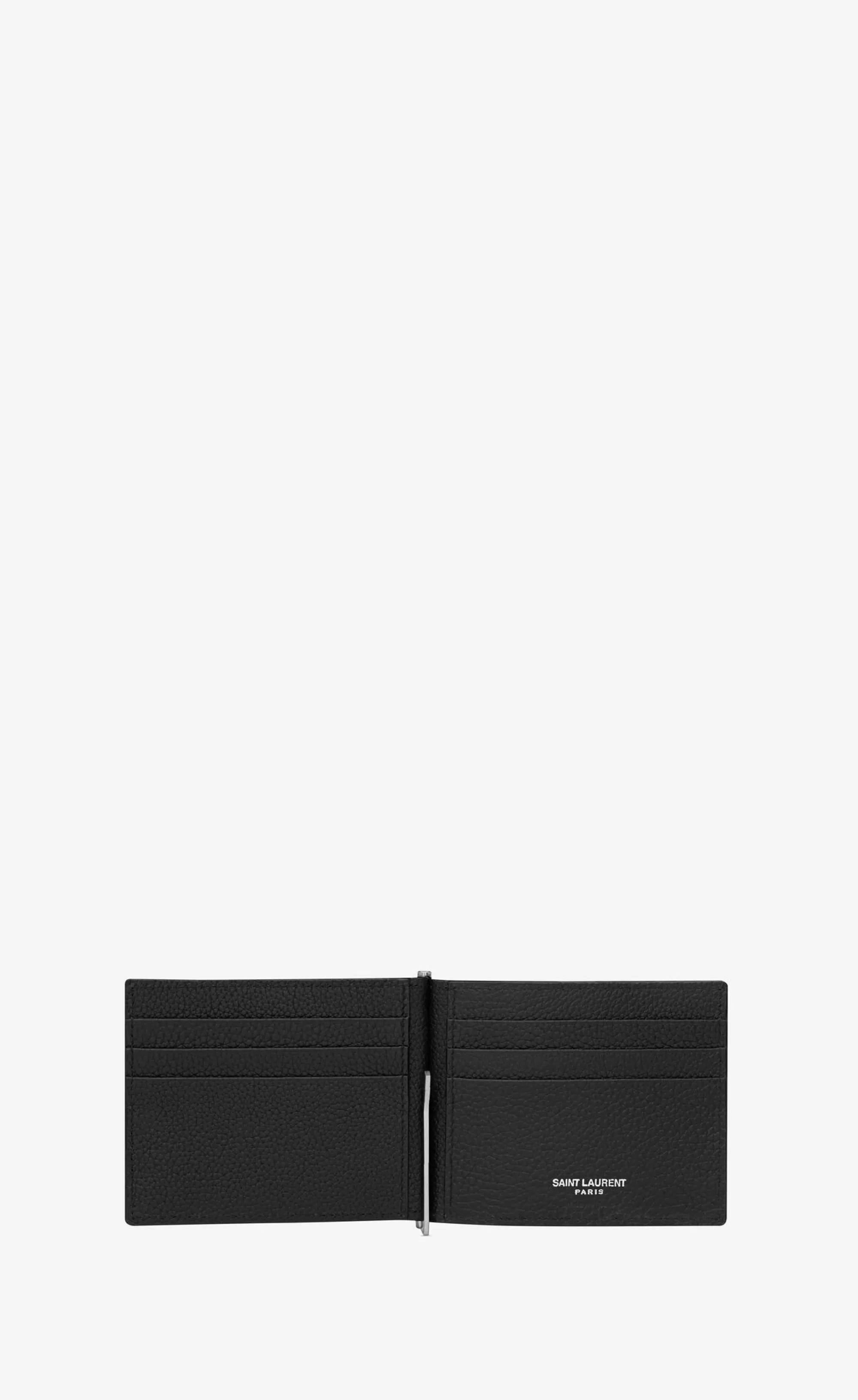 Saint Laurent WALLETS^CASSANDRE SHADOW BILL CLIP WALLET IN GRAINED LEATHER | | YSL.com