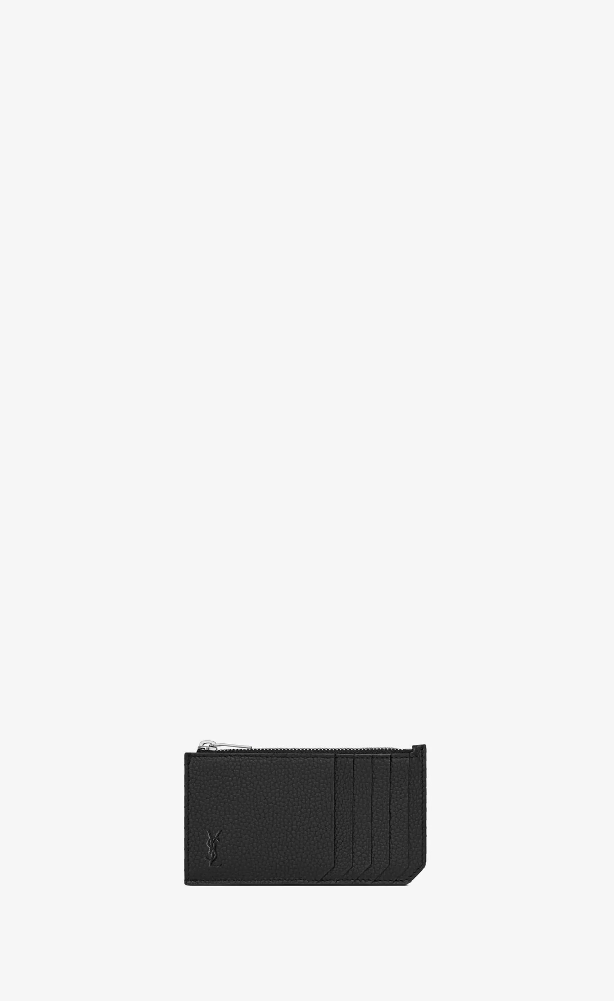 Saint Laurent CARD CASES^CASSANDRE SHADOW FRAGMENTS ZIPPED CARD CASE IN GRAINED LEATHER | | YSL.com