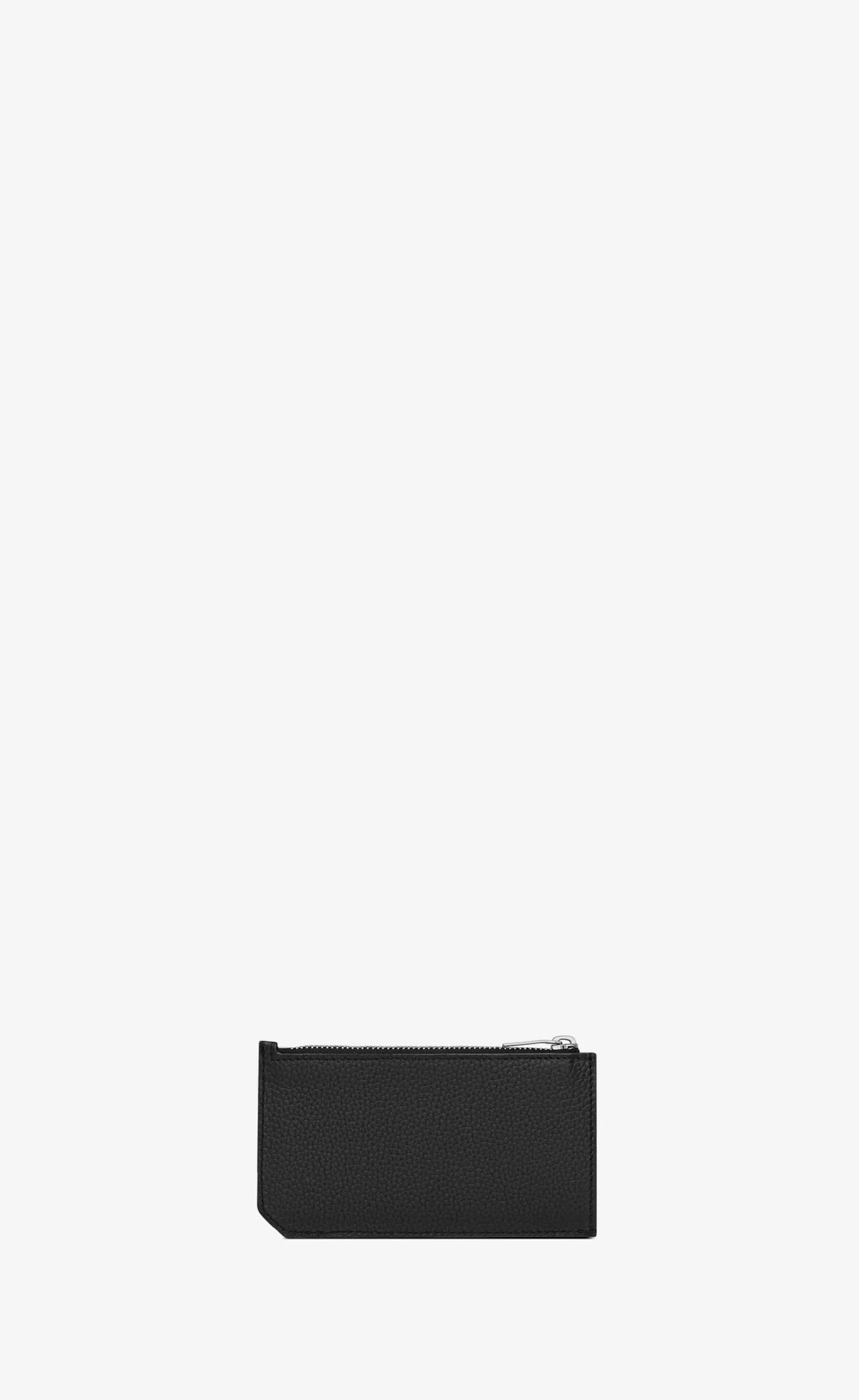 Saint Laurent CARD CASES^CASSANDRE SHADOW FRAGMENTS ZIPPED CARD CASE IN GRAINED LEATHER | | YSL.com