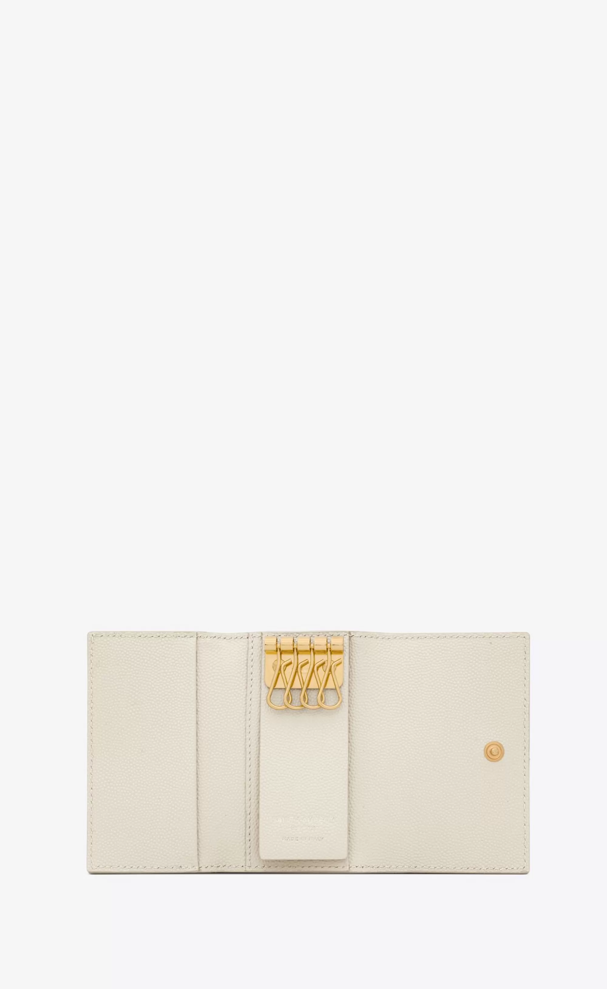 Women Saint Laurent SMALL ACCESSORIES^CASSANDRE SLIM KEY CASE IN GRAIN DE POUDRE EMBOSSED LEATHER | | YSL.com