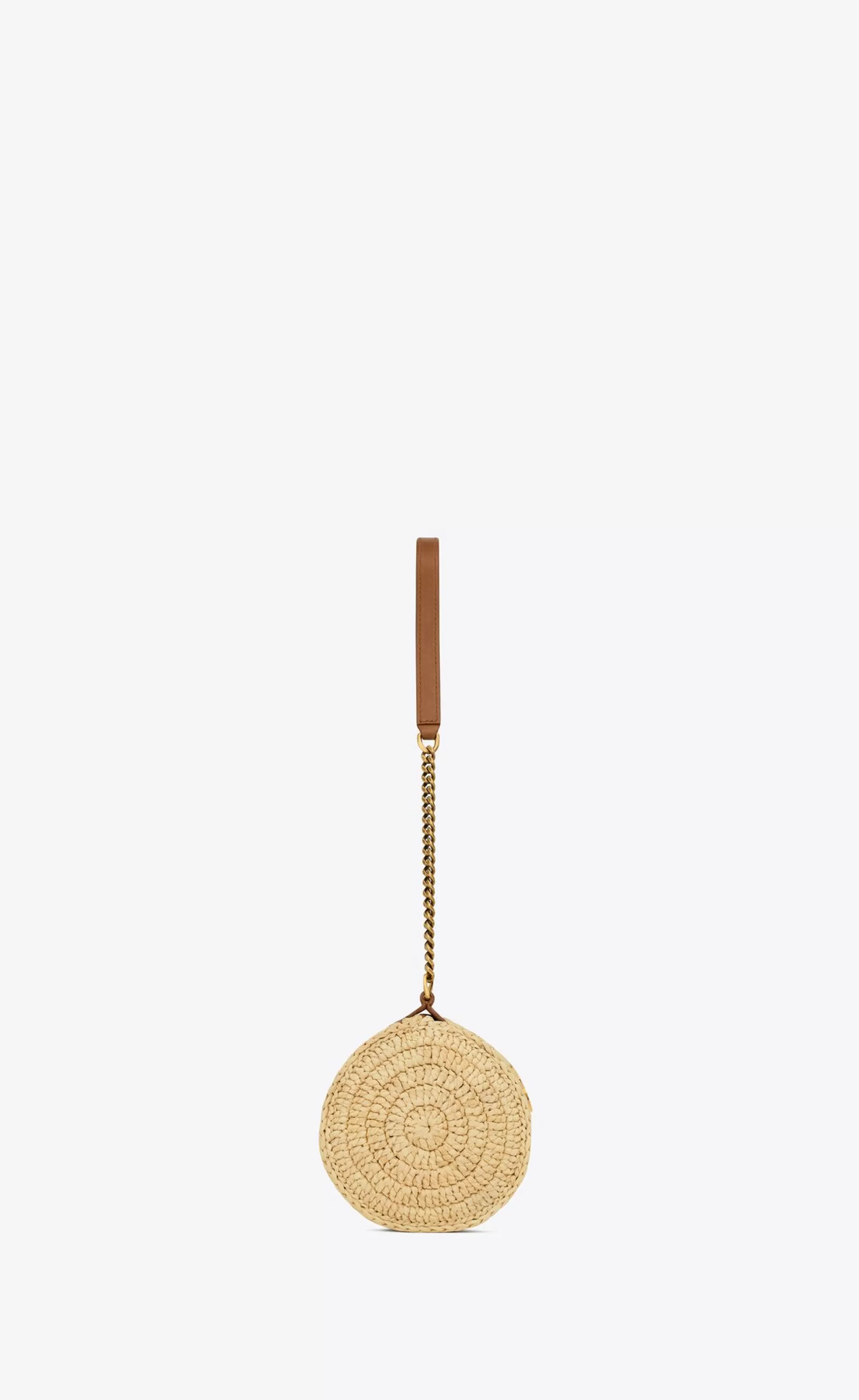 Women Saint Laurent MINI BAGS^Cassandre Small Cylindric Bag In Raffia And Vegetable-tanned Leather | | YSL.com