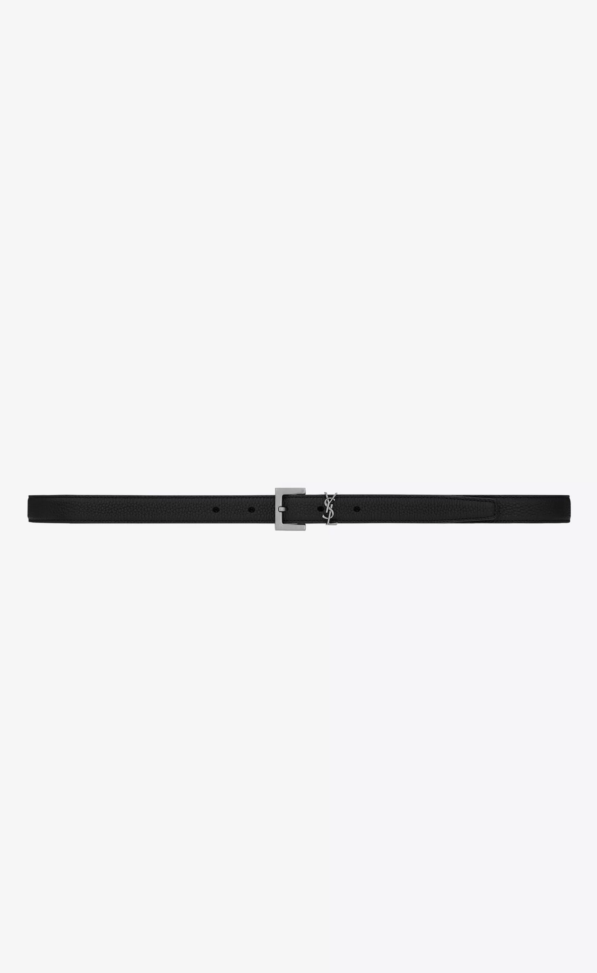 Saint Laurent BELTS^Cassandre Thin Belt WITH SQUARE BUCKLE IN GRAINED LEATHER | | YSL.com