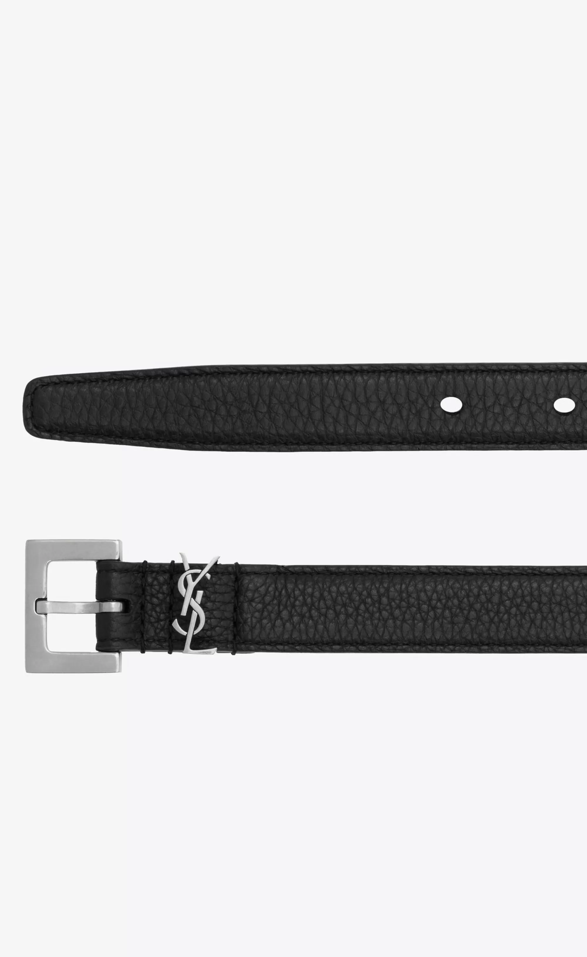 Saint Laurent BELTS^Cassandre Thin Belt WITH SQUARE BUCKLE IN GRAINED LEATHER | | YSL.com
