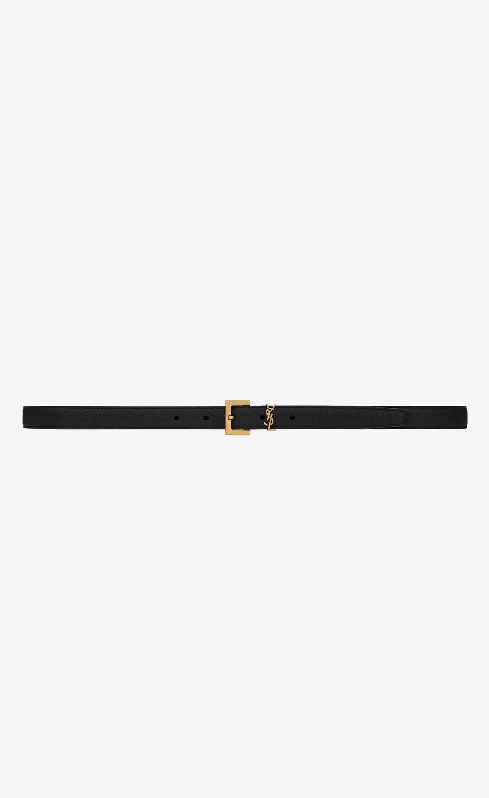 Saint Laurent BELTS^Cassandre THIN BELT WITH SQUARE BUCKLE IN GRAINED LEATHER | | YSL.com