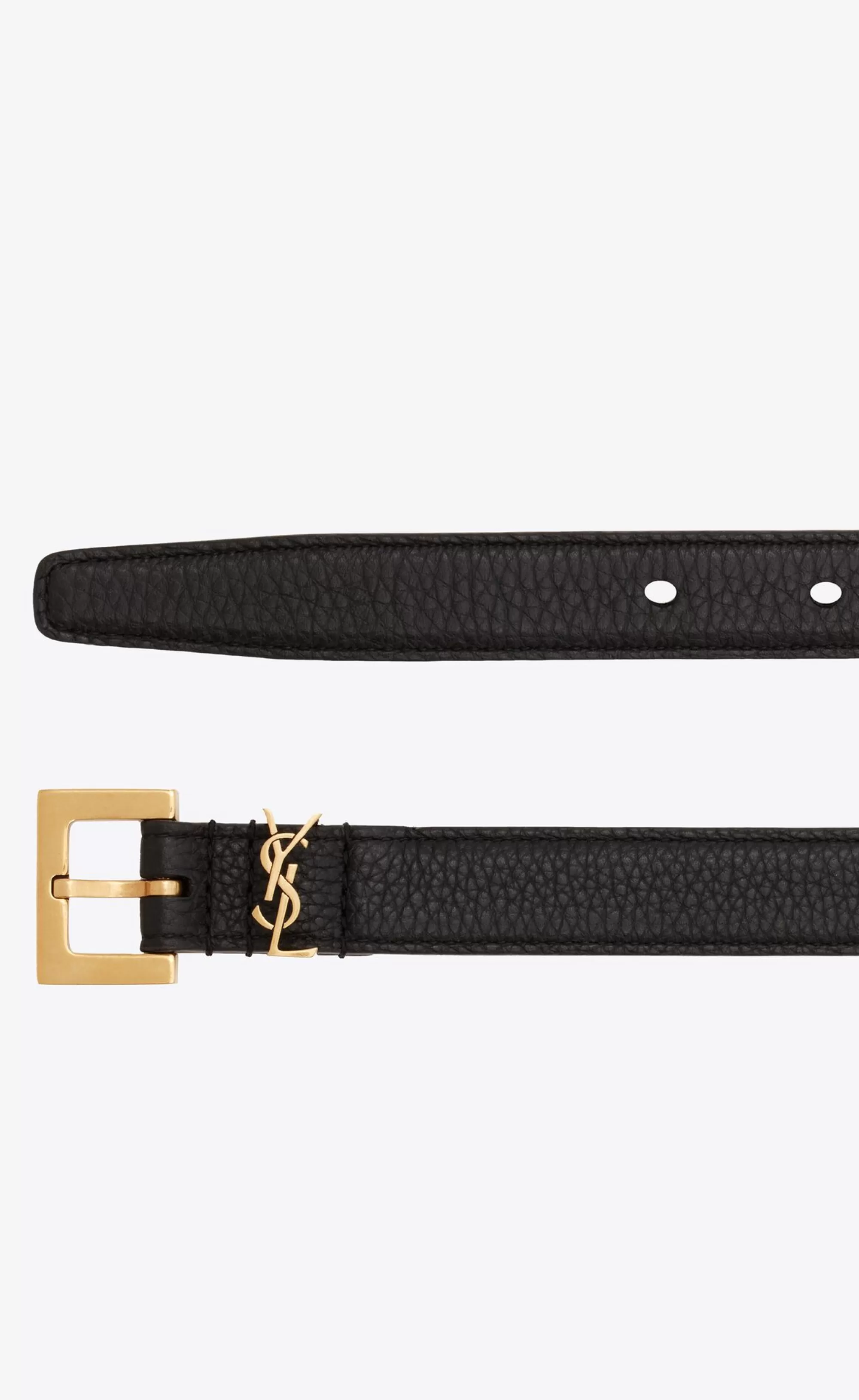 Saint Laurent BELTS^Cassandre THIN BELT WITH SQUARE BUCKLE IN GRAINED LEATHER | | YSL.com