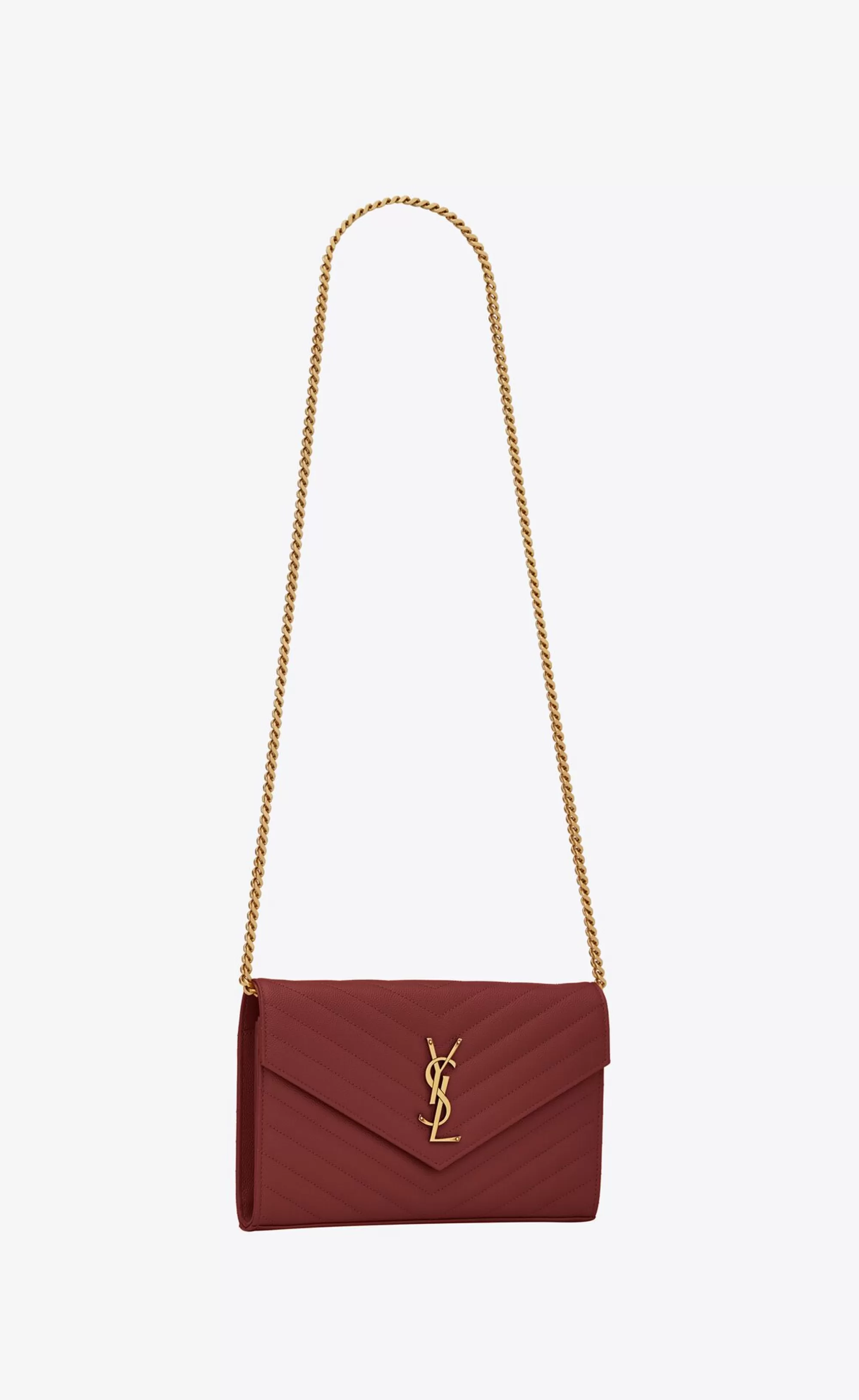 Women Saint Laurent CHAIN WALLETS^CLASSIC CASSANDRE CHAIN WALLET IN GRAIN DE POUDRE LEATHER | | YSL.com