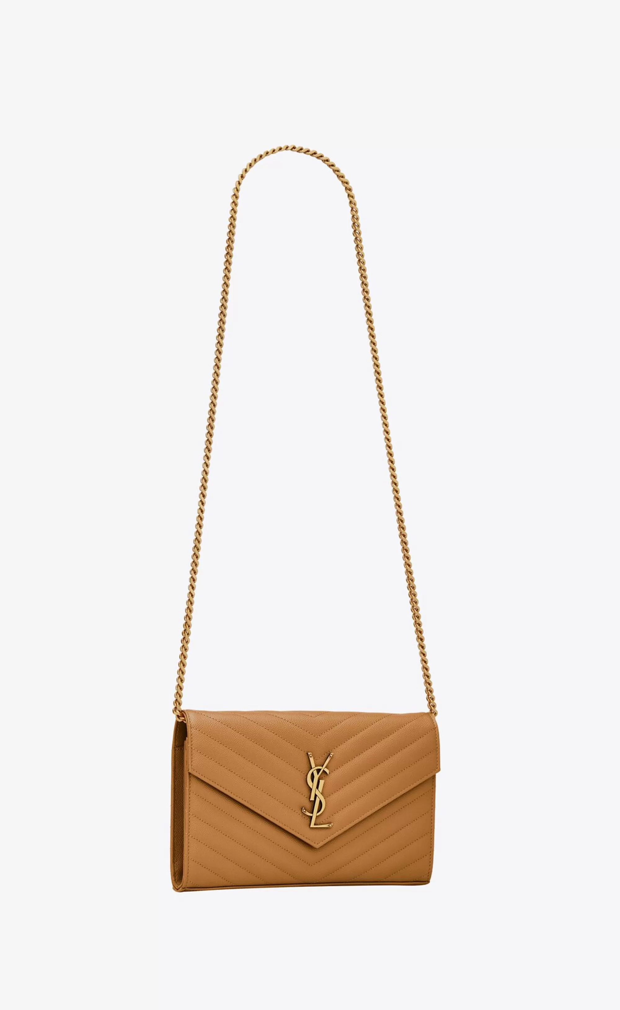 Women Saint Laurent CHAIN WALLETS^CLASSIC CASSANDRE CHAIN WALLET IN GRAIN DE POUDRE LEATHER | | YSL.com