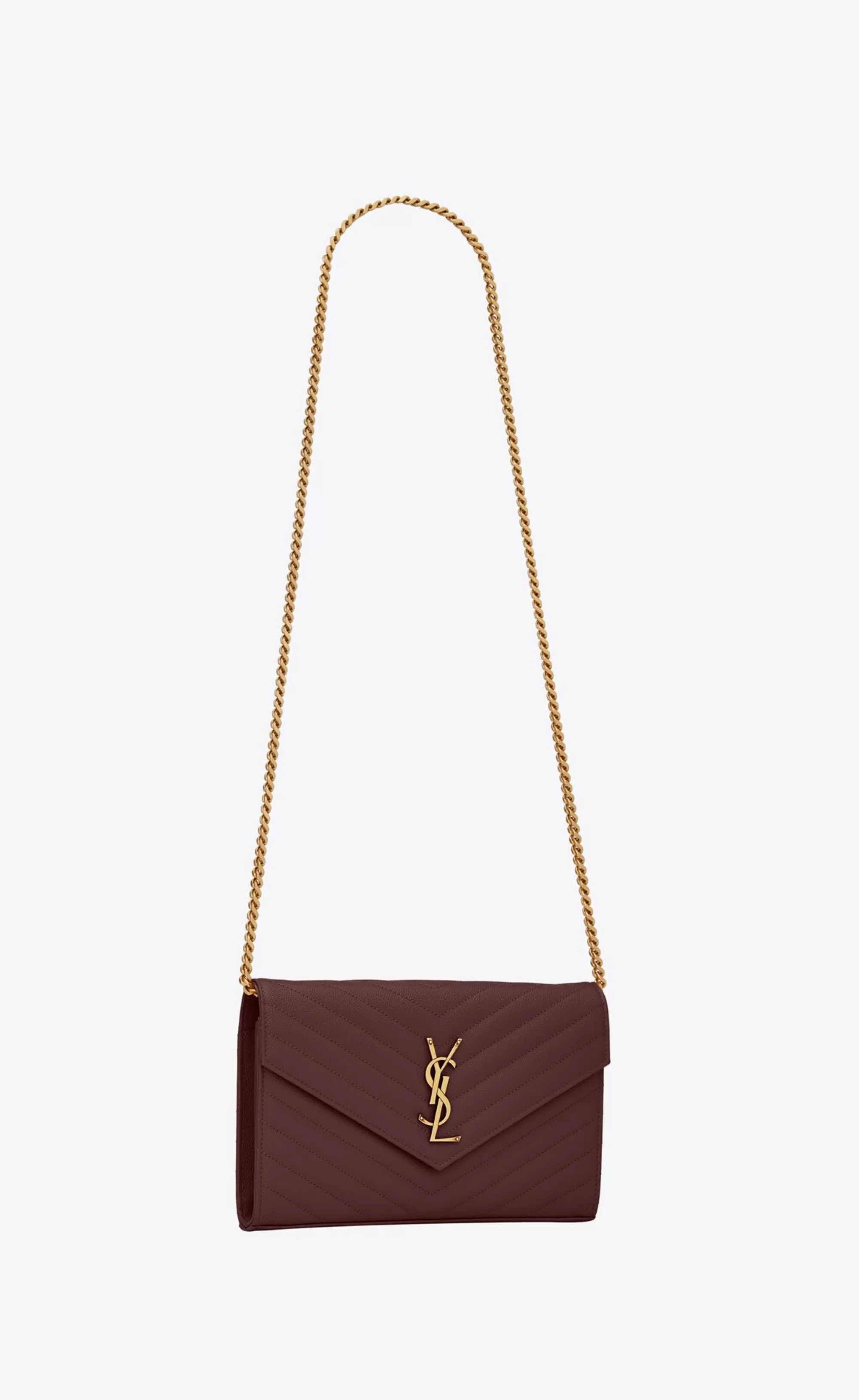Women Saint Laurent CHAIN WALLETS^CLASSIC CASSANDRE CHAIN WALLET IN GRAIN DE POUDRE LEATHER | | YSL.com