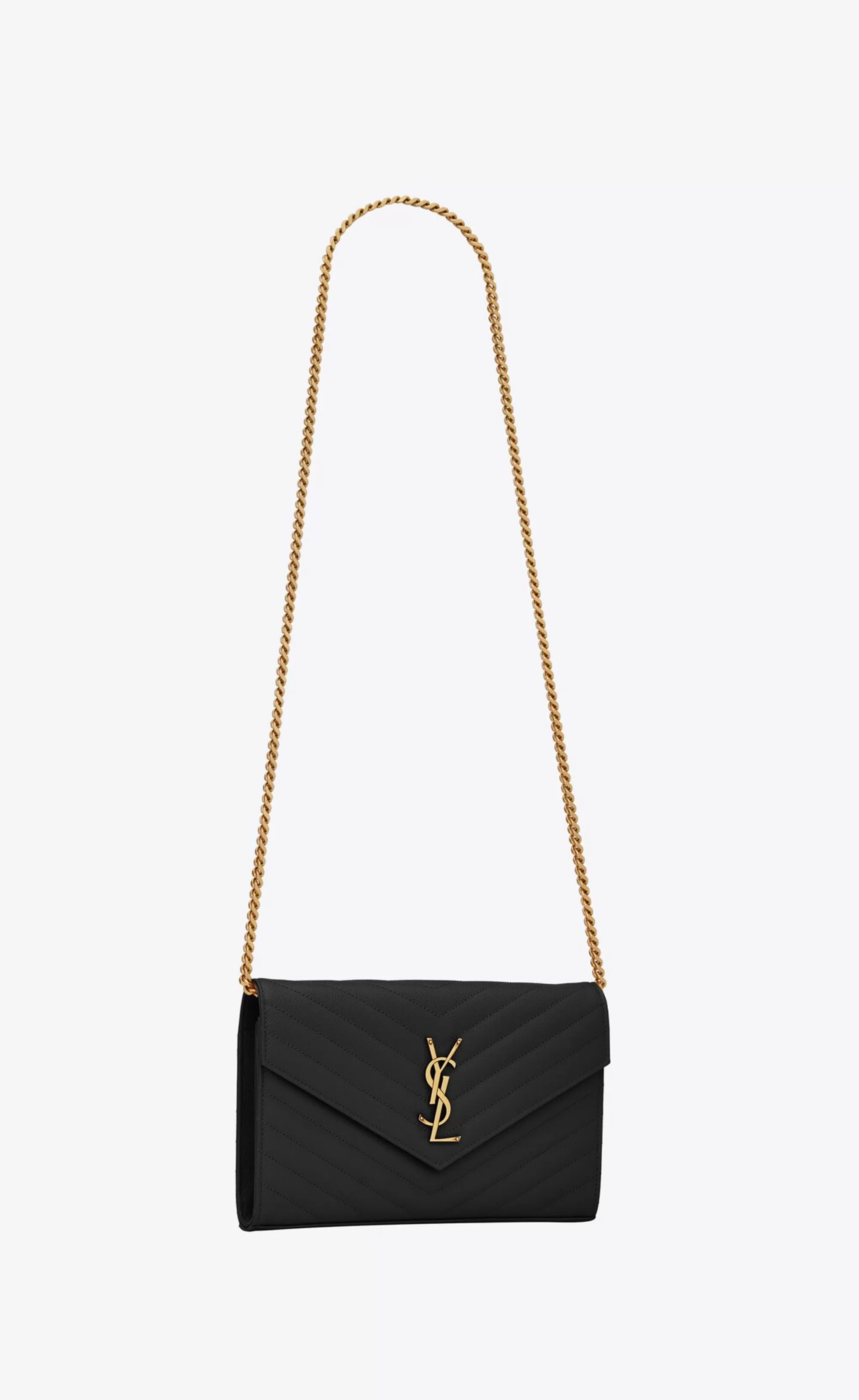 Women Saint Laurent CHAIN WALLETS^CLASSIC CASSANDRE CHAIN WALLET IN GRAIN DE POUDRE LEATHER | | YSL.com