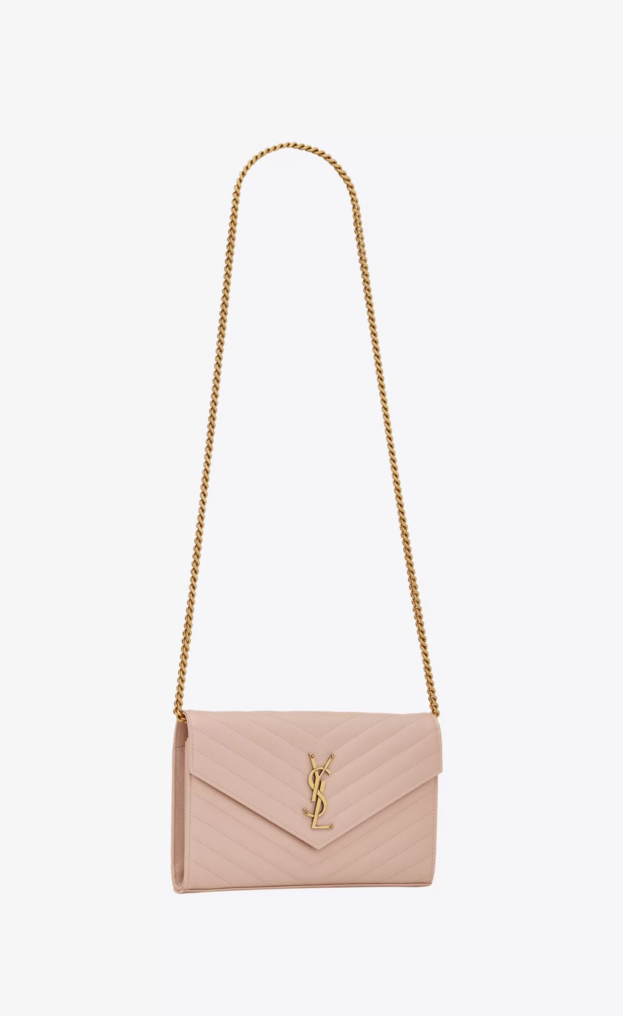 Women Saint Laurent CHAIN WALLETS^CLASSIC CASSANDRE CHAIN WALLET IN GRAIN DE POUDRE LEATHER | | YSL.com