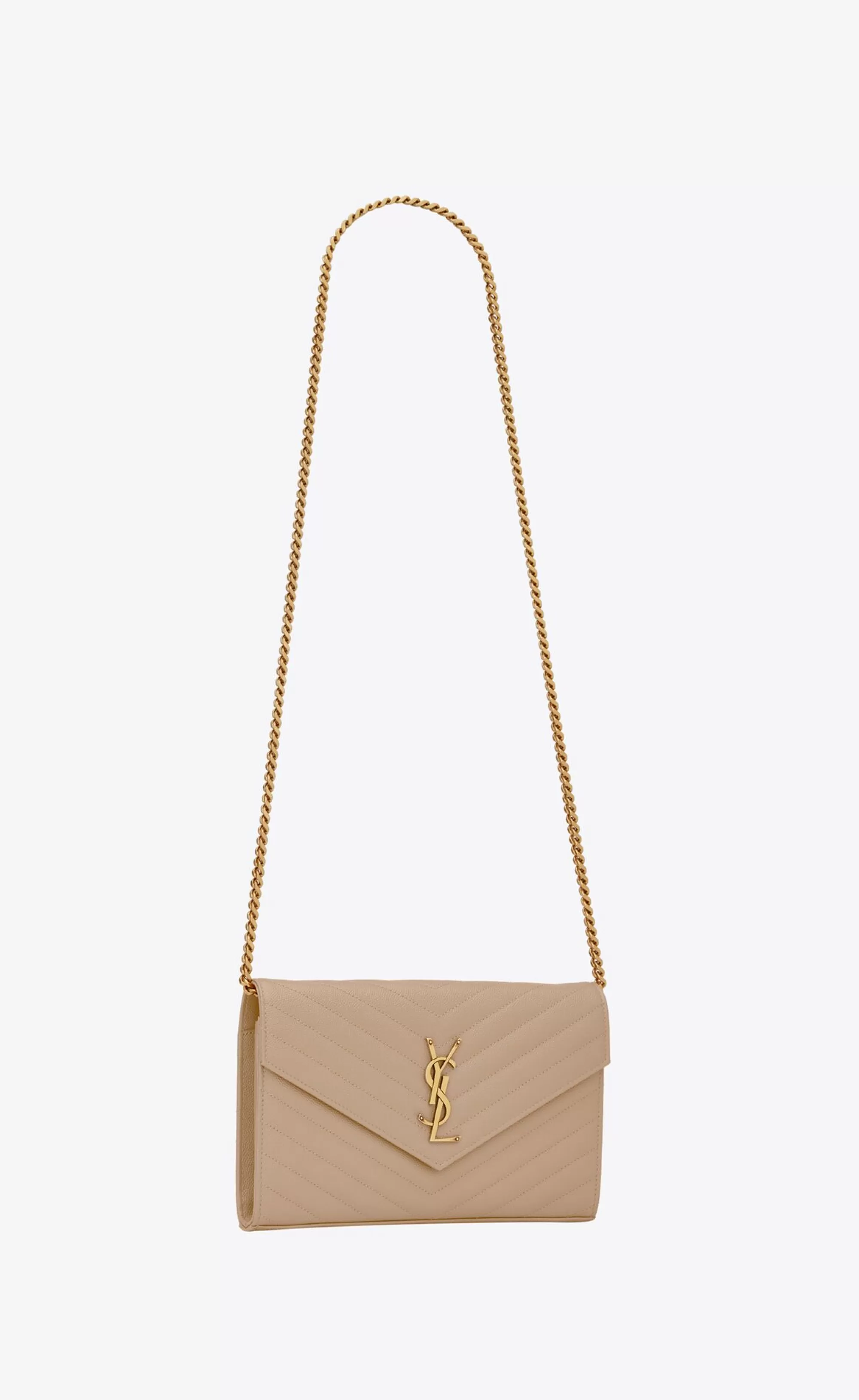 Women Saint Laurent CHAIN WALLETS^CLASSIC CASSANDRE CHAIN WALLET IN GRAIN DE POUDRE LEATHER | | YSL.com