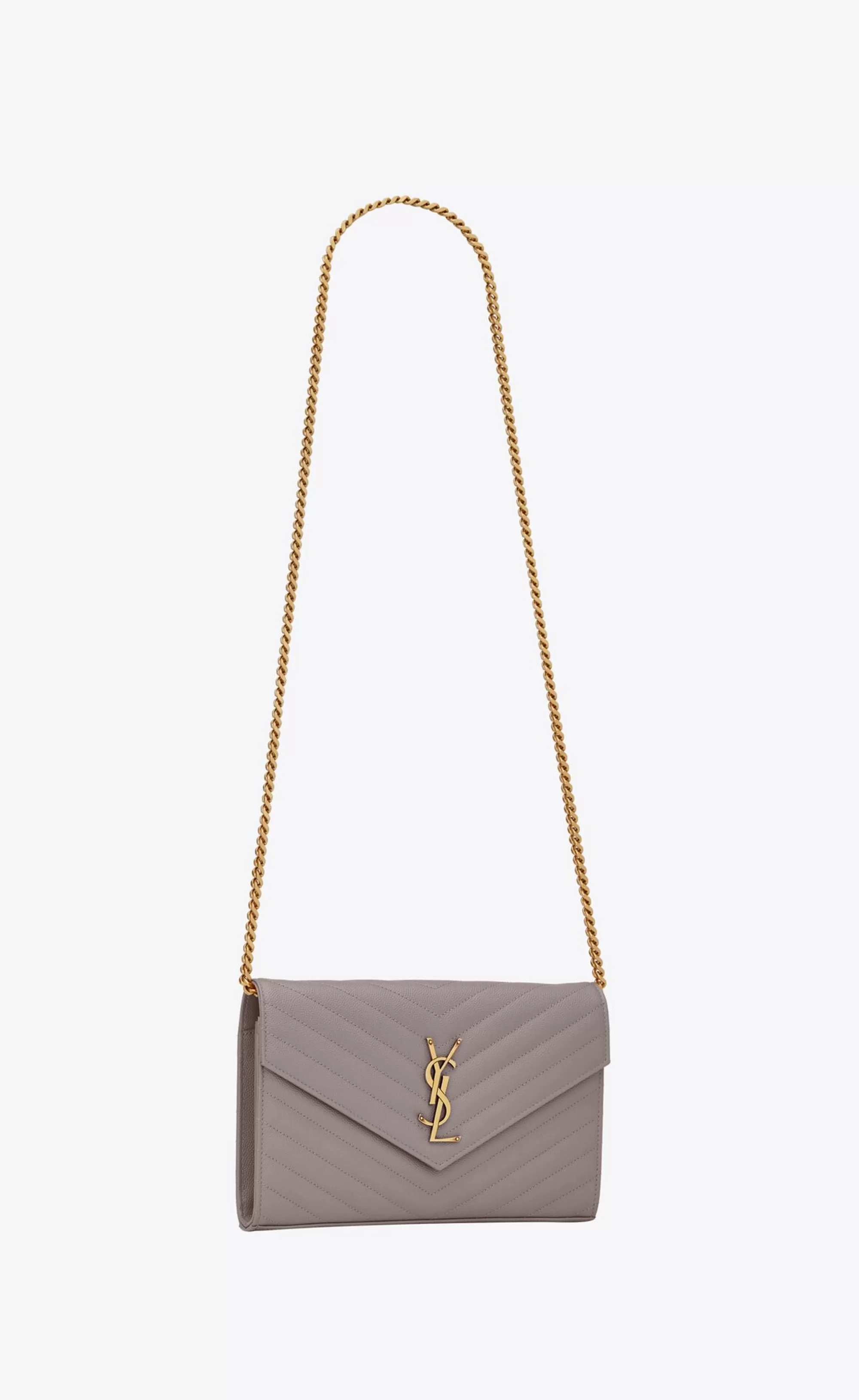 Women Saint Laurent CHAIN WALLETS^CLASSIC CASSANDRE CHAIN WALLET IN GRAIN DE POUDRE LEATHER | | YSL.com