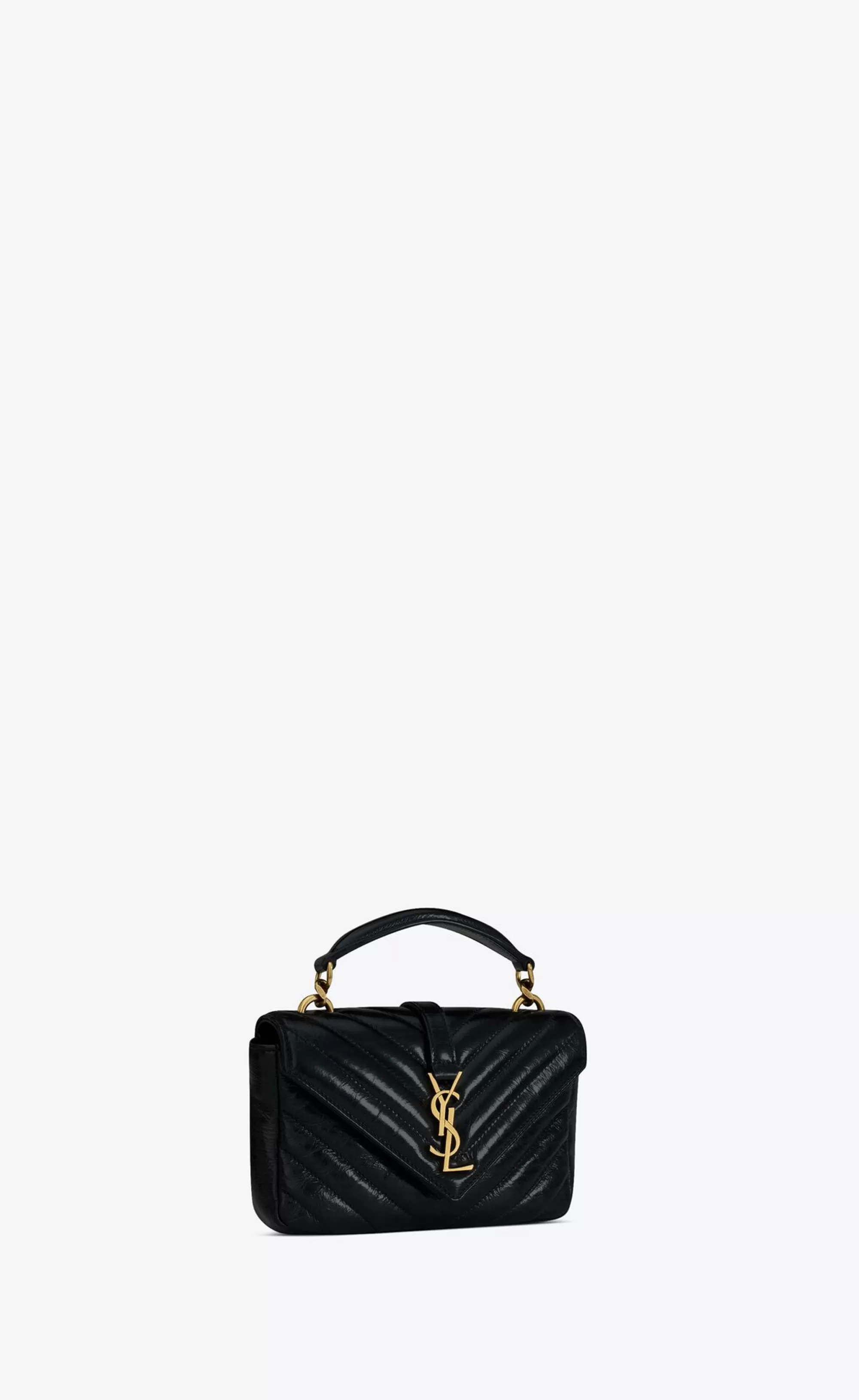 Women Saint Laurent MINI BAGS | COLLEGE^COLLEGE Mini Chain Bag In Shiny Crackled Leather | | YSL.com