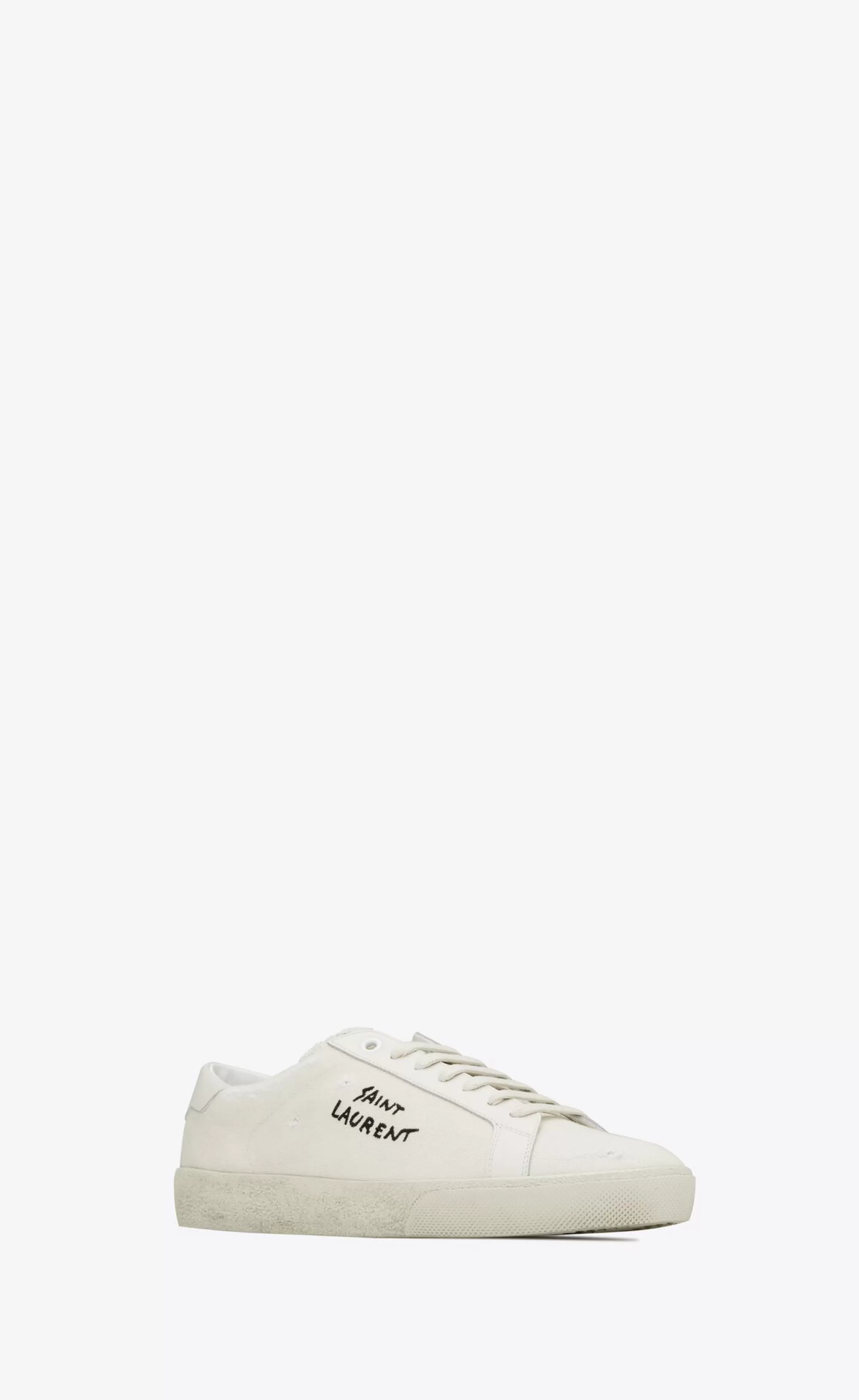 Women Saint Laurent SNEAKERS^Court Classic Sl/06 Embroidered Sneakers In Canvas And Leather | | YSL.com