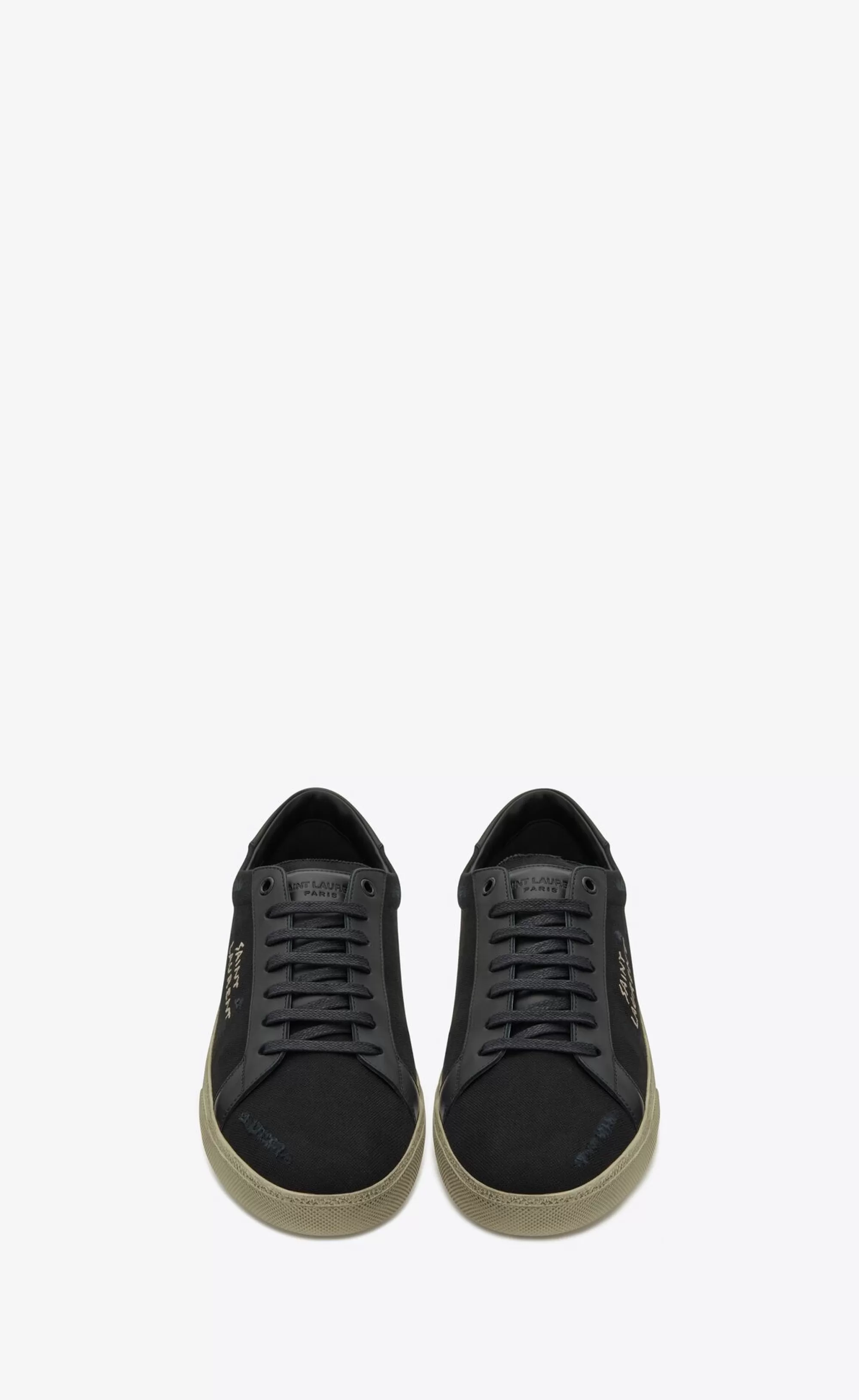 Saint Laurent SNEAKERS^COURT CLASSIC SL/06 Embroidered Sneakers In Canvas And Smooth Leather | | YSL.com
