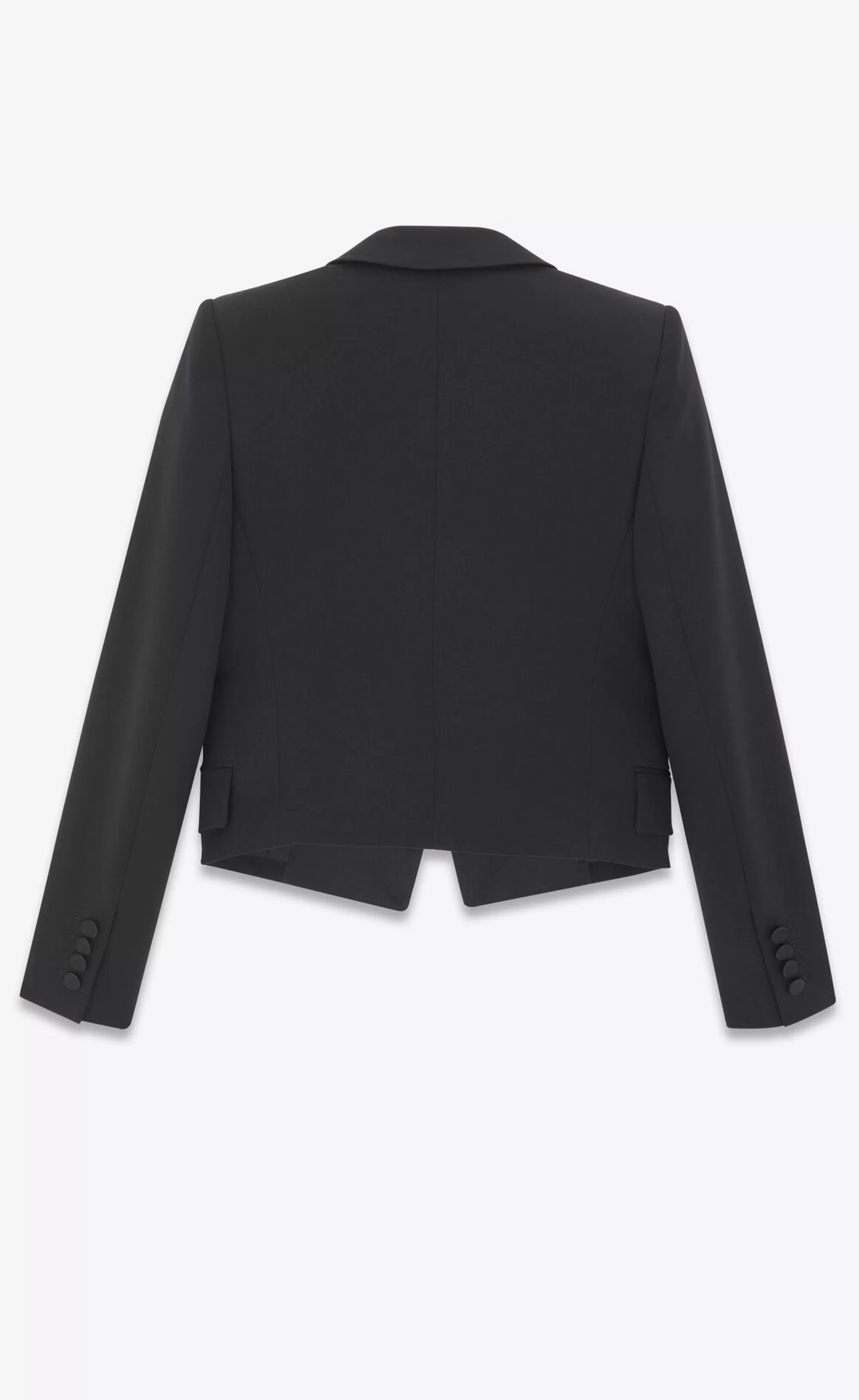 Women Saint Laurent JACKETS AND PANTS^Cropped Tuxedo Jacket In GRAIN DE POUDRE | | YSL.com