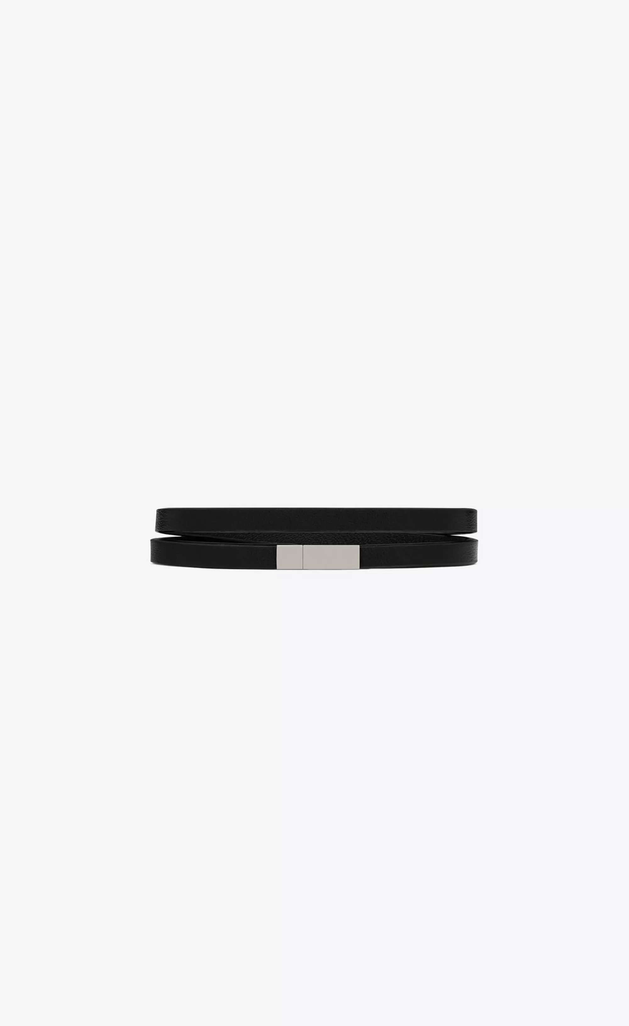 Saint Laurent Leather bracelets^Double-wrap ID Bracelet In Leather And Metal | | YSL.com