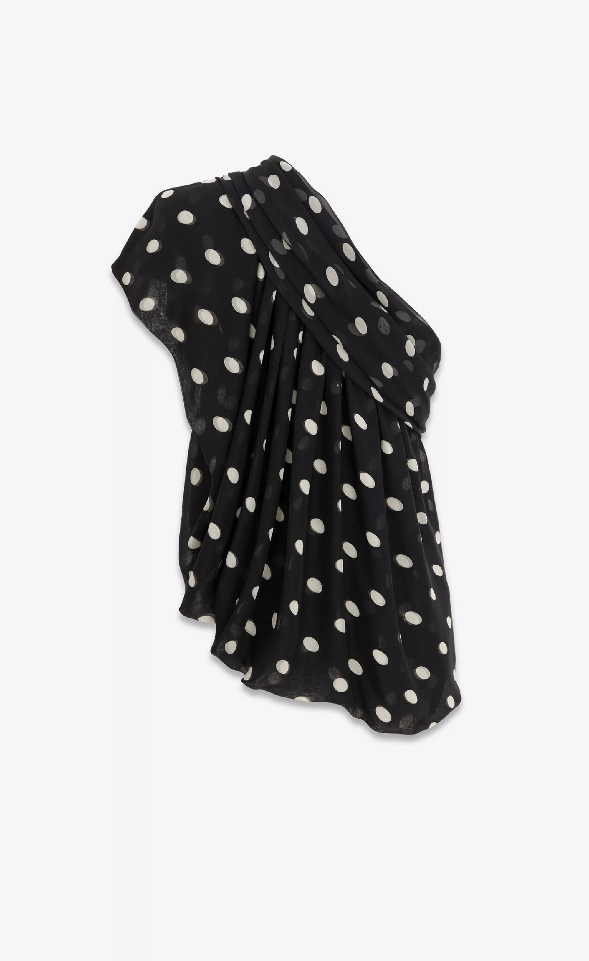 Saint Laurent ALL READY TO WEAR | SHIRTS^Draped One-shoulder Top In Dotted Silk Muslin | | YSL.com