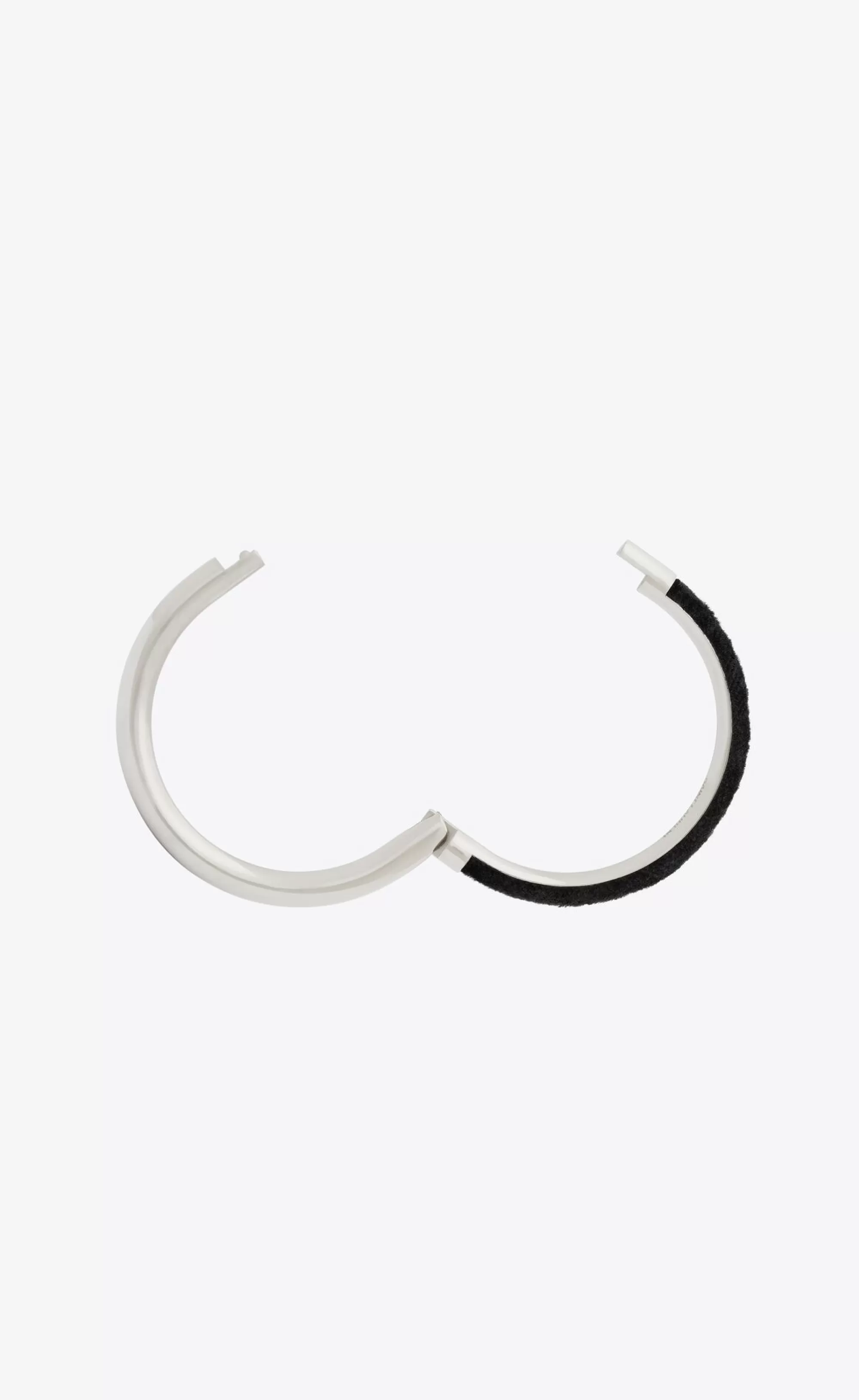 Saint Laurent Bracelets^Duet Oval Bracelet In Velvet And Metal | | YSL.com