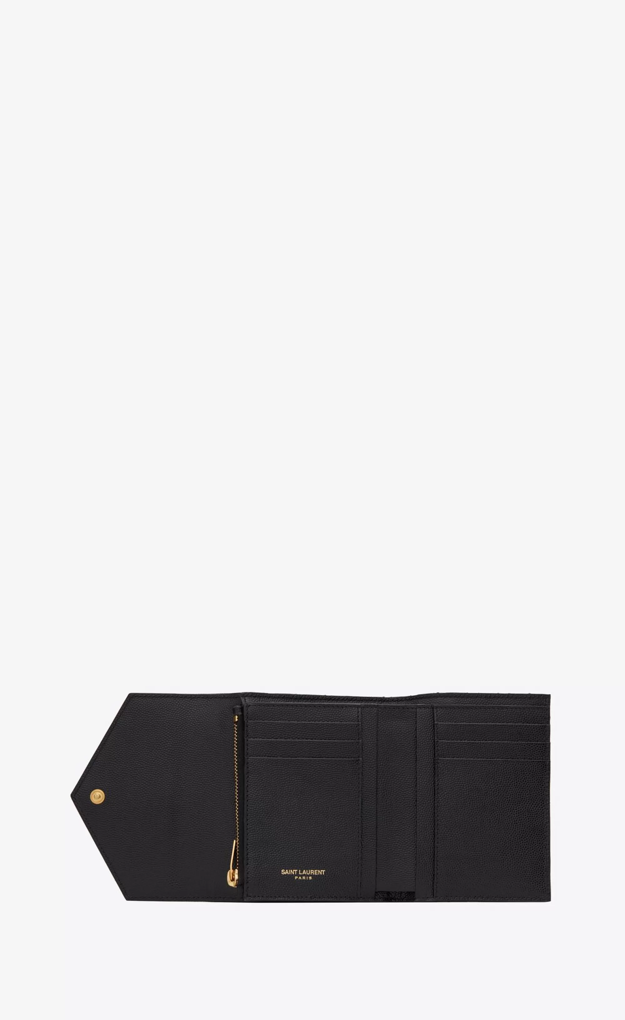 Women Saint Laurent WALLETS^ENVELOPE COMPACT TRI FOLD WALLET IN Mix Matelassé Grain De Poudre Embossed LEATHER | | YSL.com
