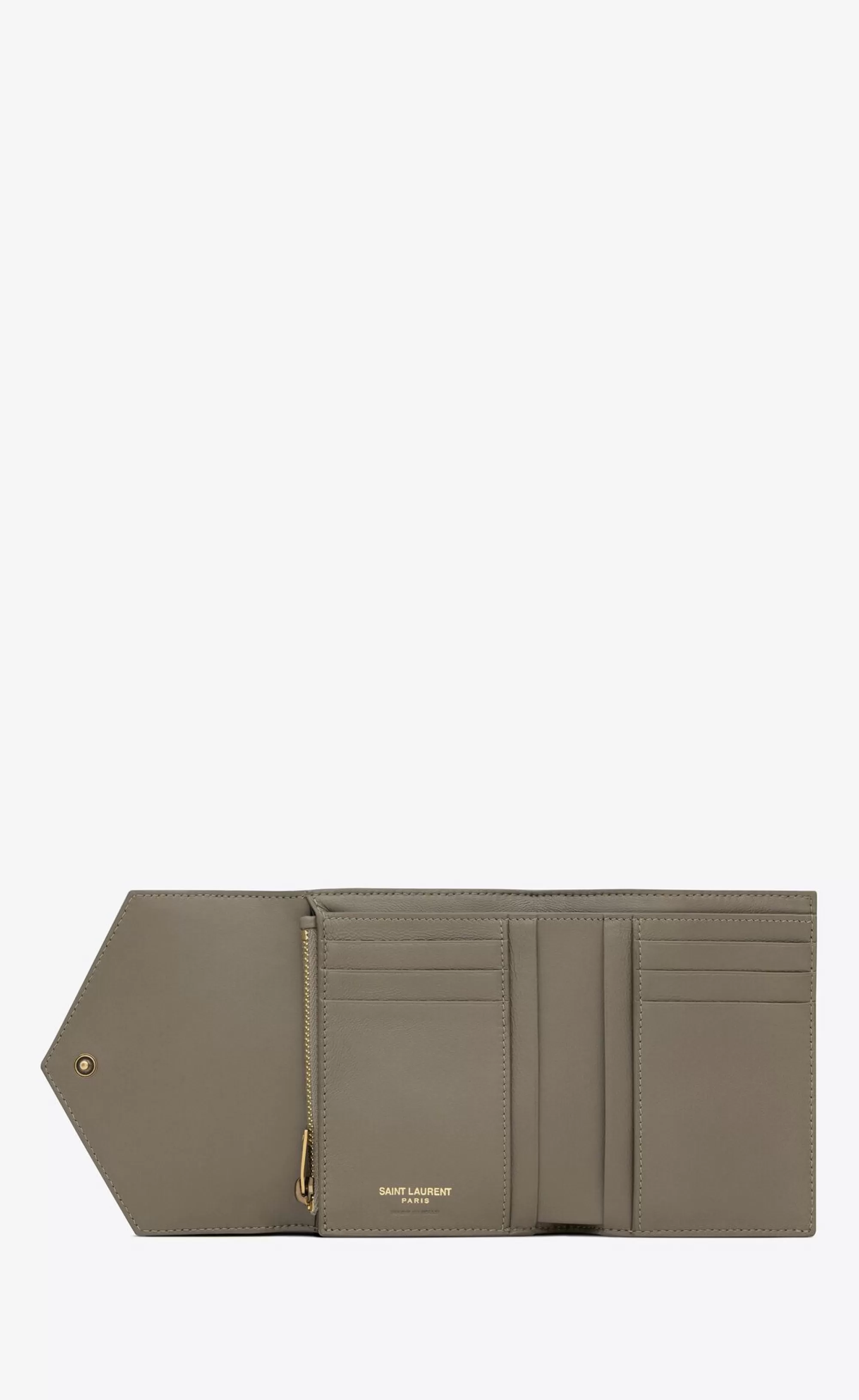 Women Saint Laurent WALLETS^ENVELOPE Compact Trifold Wallet In MIX MATELASSÉ Metallic Grain De Poudre Embossed LEATHER | | YSL.com