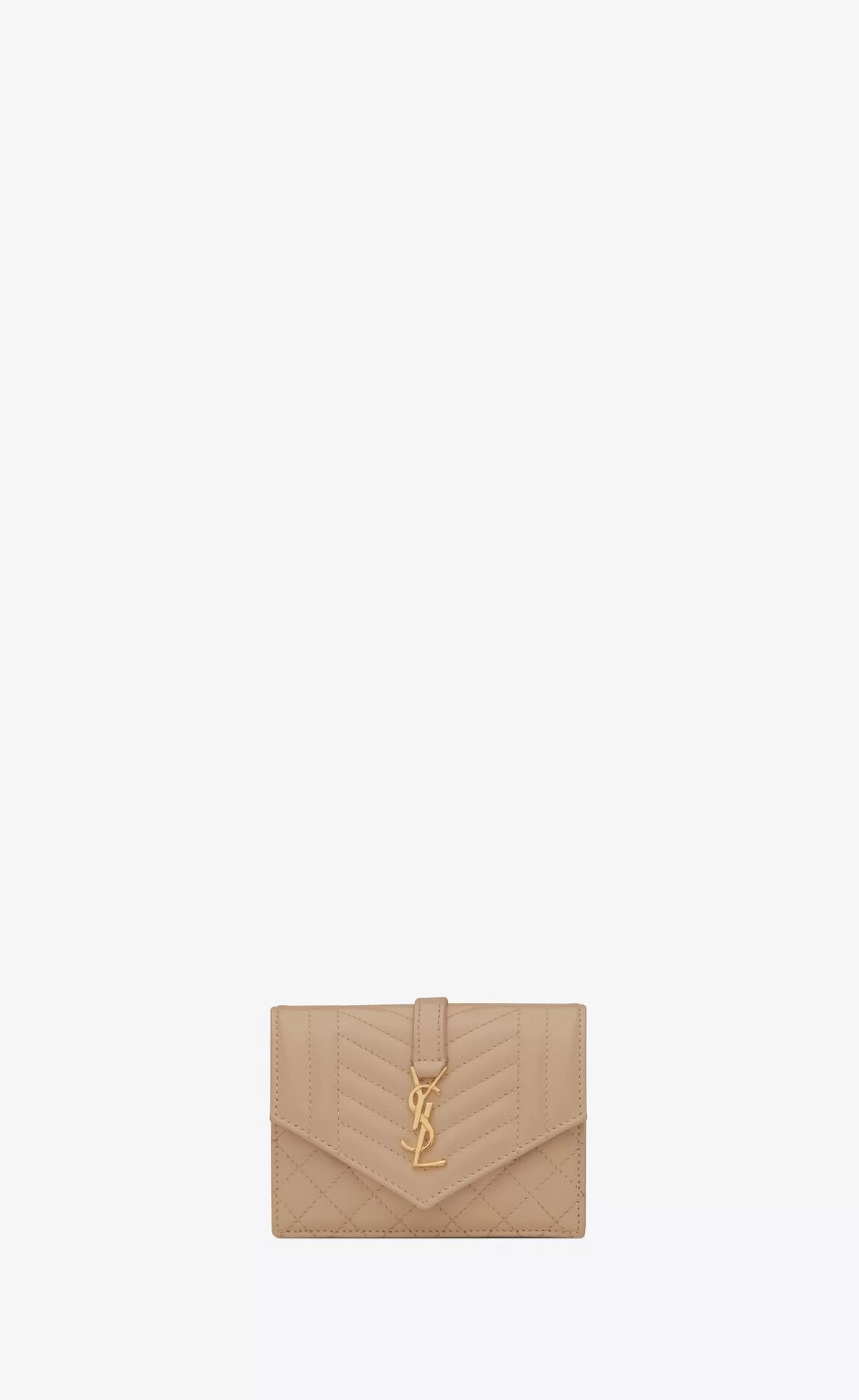 Women Saint Laurent CARD CASES^ENVELOPE Flap Card Case In MIX Matelassé Grain De Poudre Embossed Leather | | YSL.com