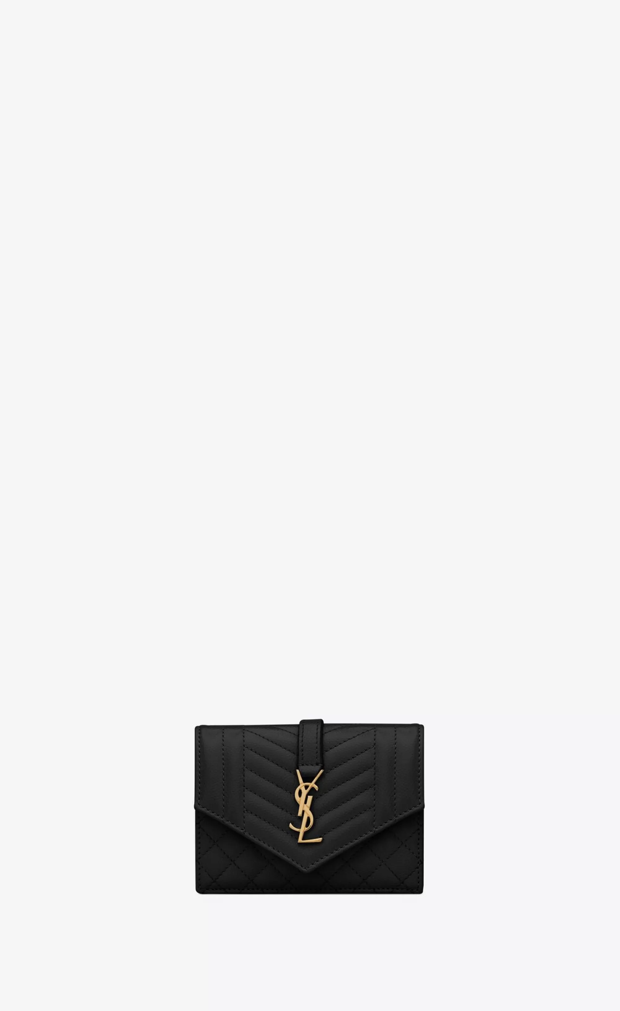 Women Saint Laurent CARD CASES^ENVELOPE Flap Card Case In MIX Matelassé Grain De Poudre Embossed Leather | | YSL.com