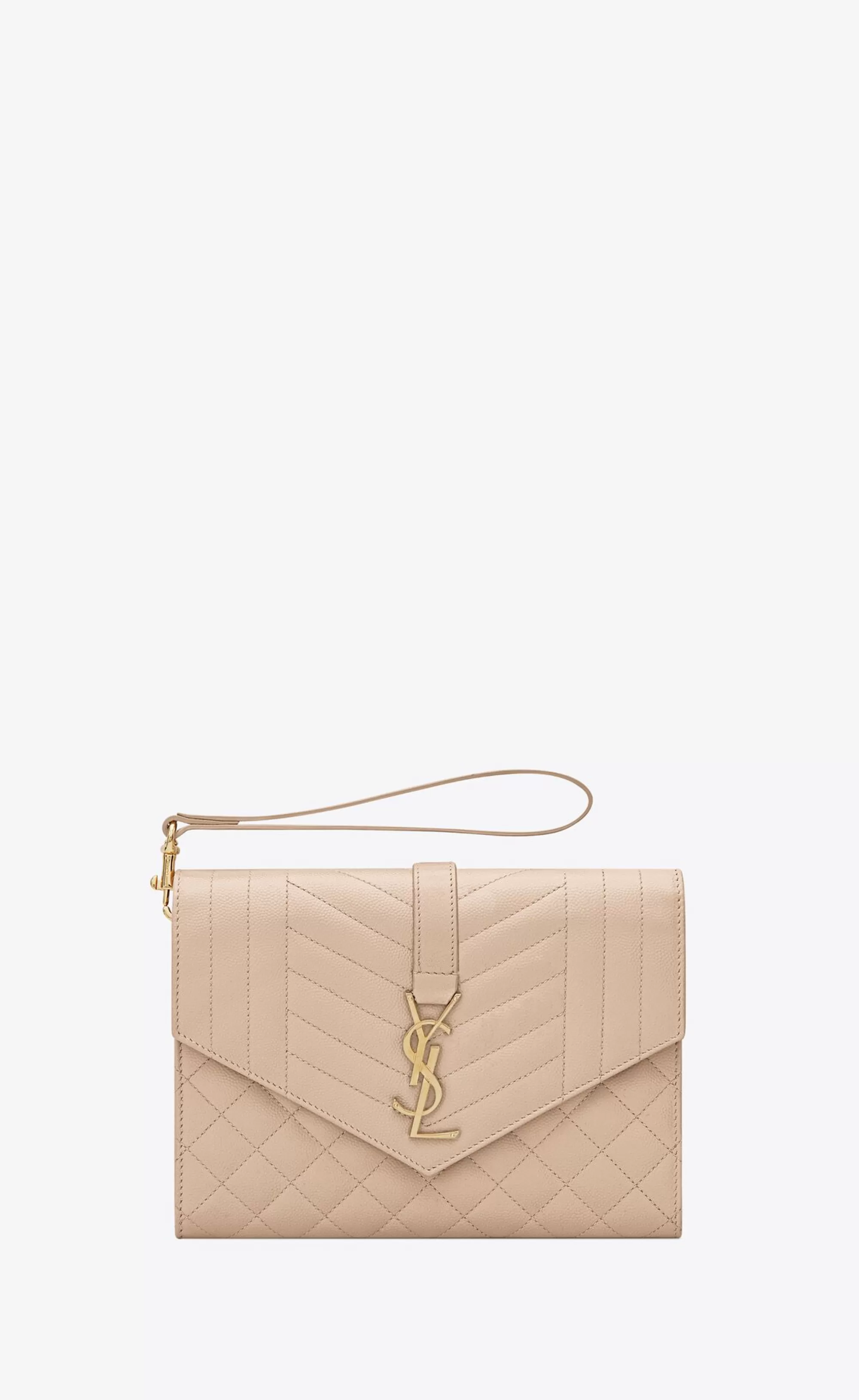 Women Saint Laurent pouches^ENVELOPE FLAP Pouch In MIX MATELASSÉ GRAIN DE POUDRE EMBOSSED LEATHER | | YSL.com