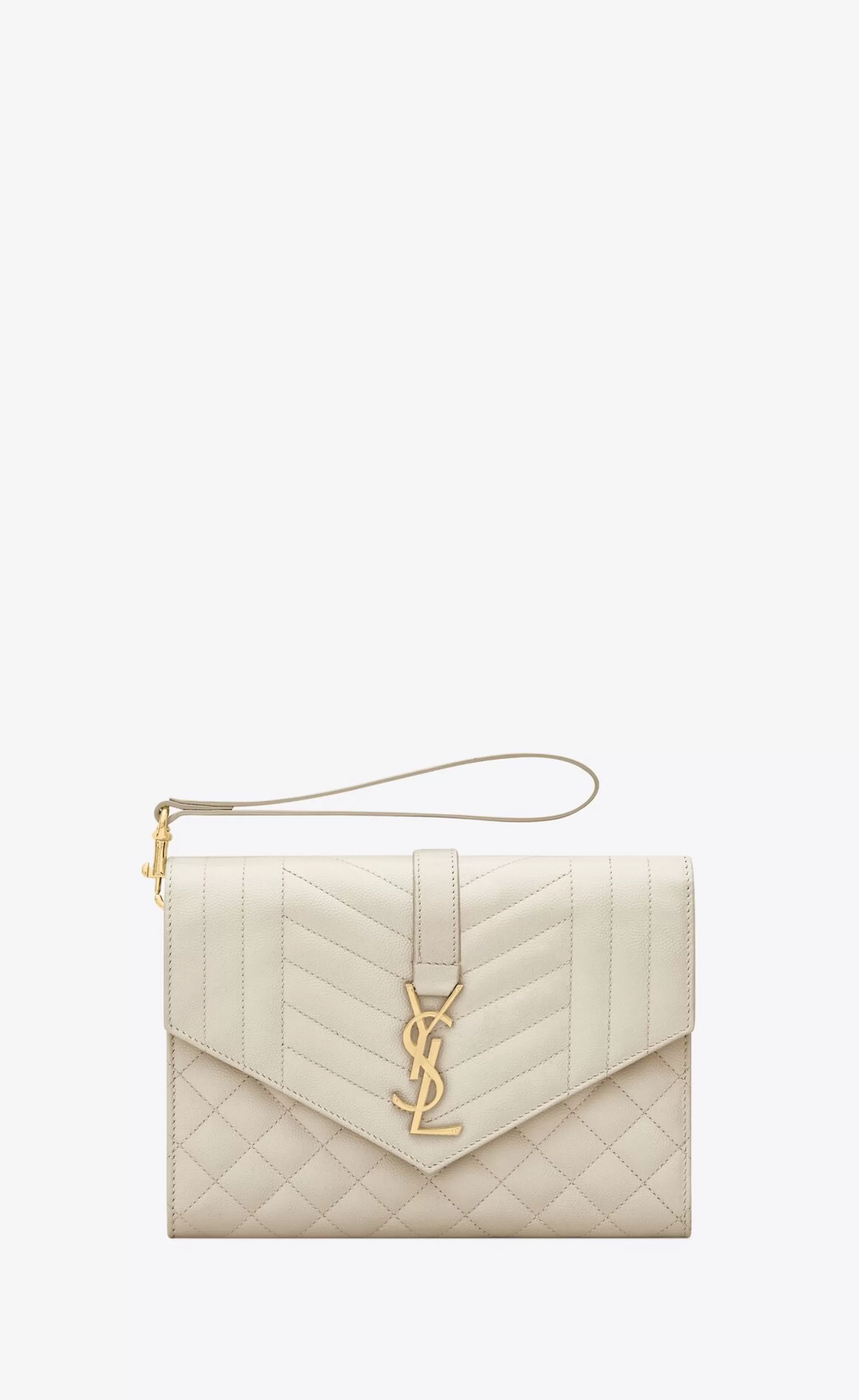 Women Saint Laurent pouches^ENVELOPE FLAP Pouch In MIX MATELASSÉ GRAIN DE POUDRE EMBOSSED LEATHER | | YSL.com