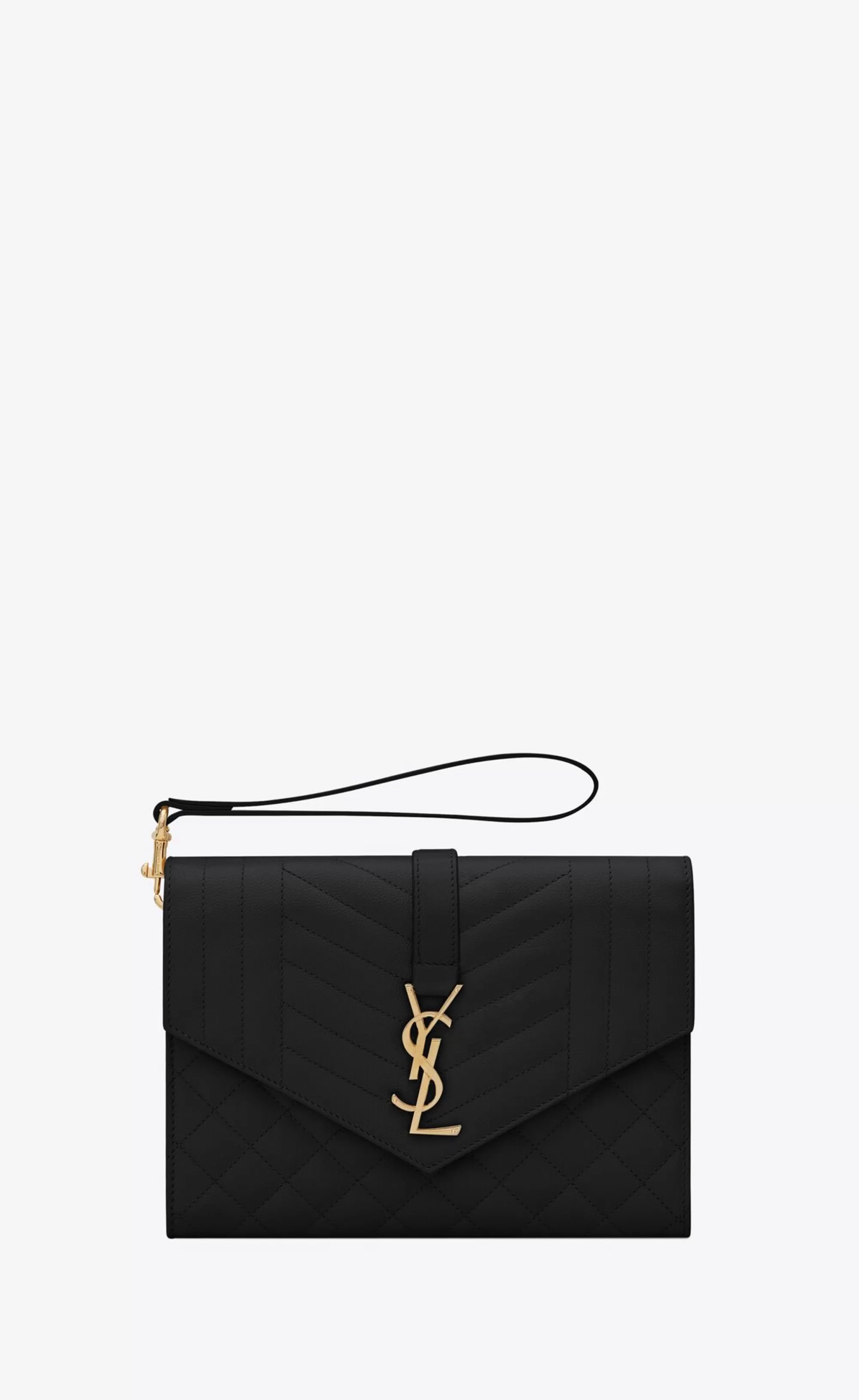 Women Saint Laurent pouches^ENVELOPE FLAP Pouch In MIX MATELASSÉ GRAIN DE POUDRE EMBOSSED LEATHER | | YSL.com