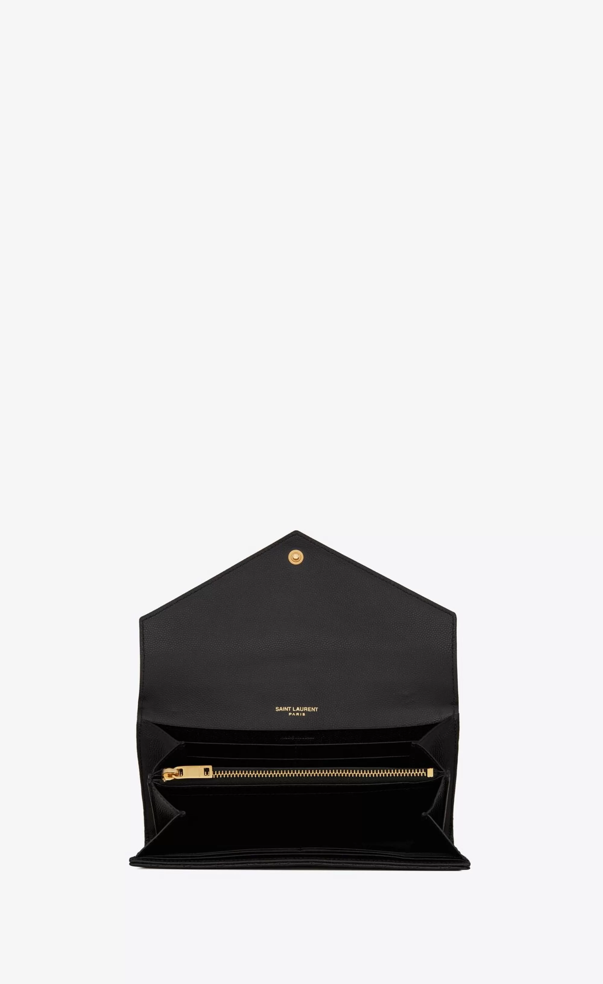 Women Saint Laurent WALLETS^ENVELOPE Large Flap Wallet In Grain De Poudre Embossed Leather | | YSL.com