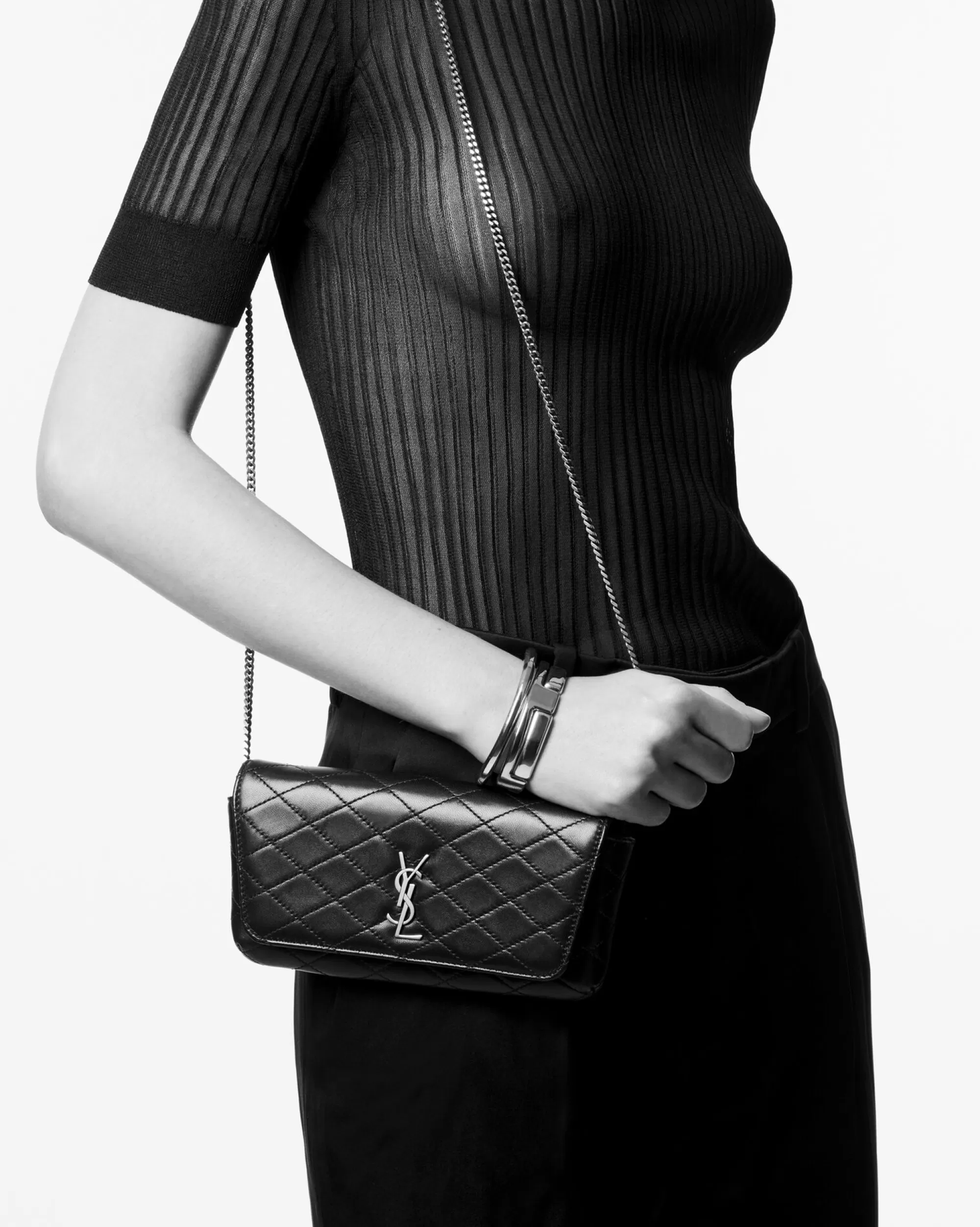 Women Saint Laurent SMALL ACCESSORIES | GABY^GABY Chain Phone Holder In Quilted Lambskin | | YSL.com
