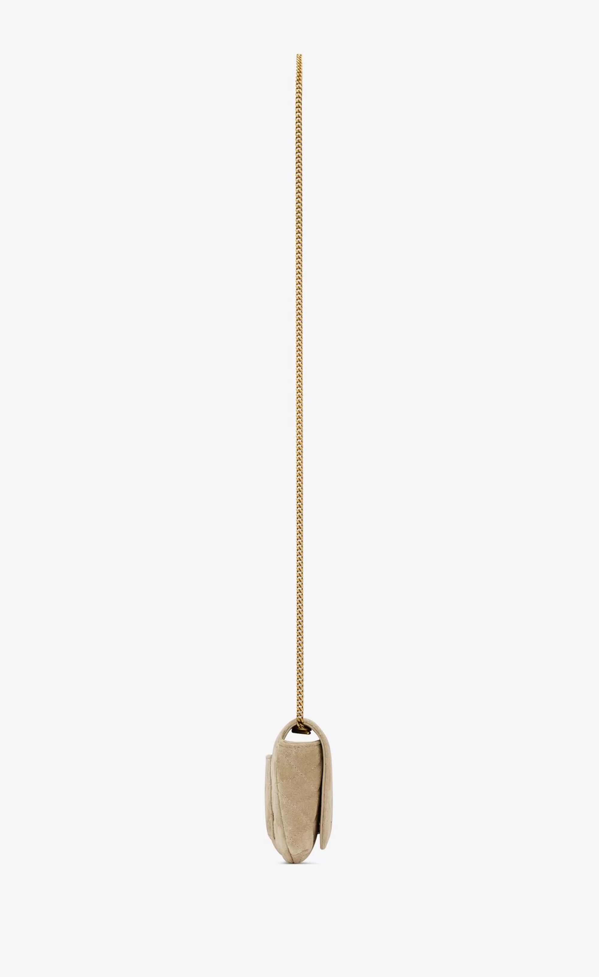 Women Saint Laurent CHAIN WALLETS | CROSSBODY BAGS^GABY Chain Phone Holder In Quilted Suede | | YSL.com
