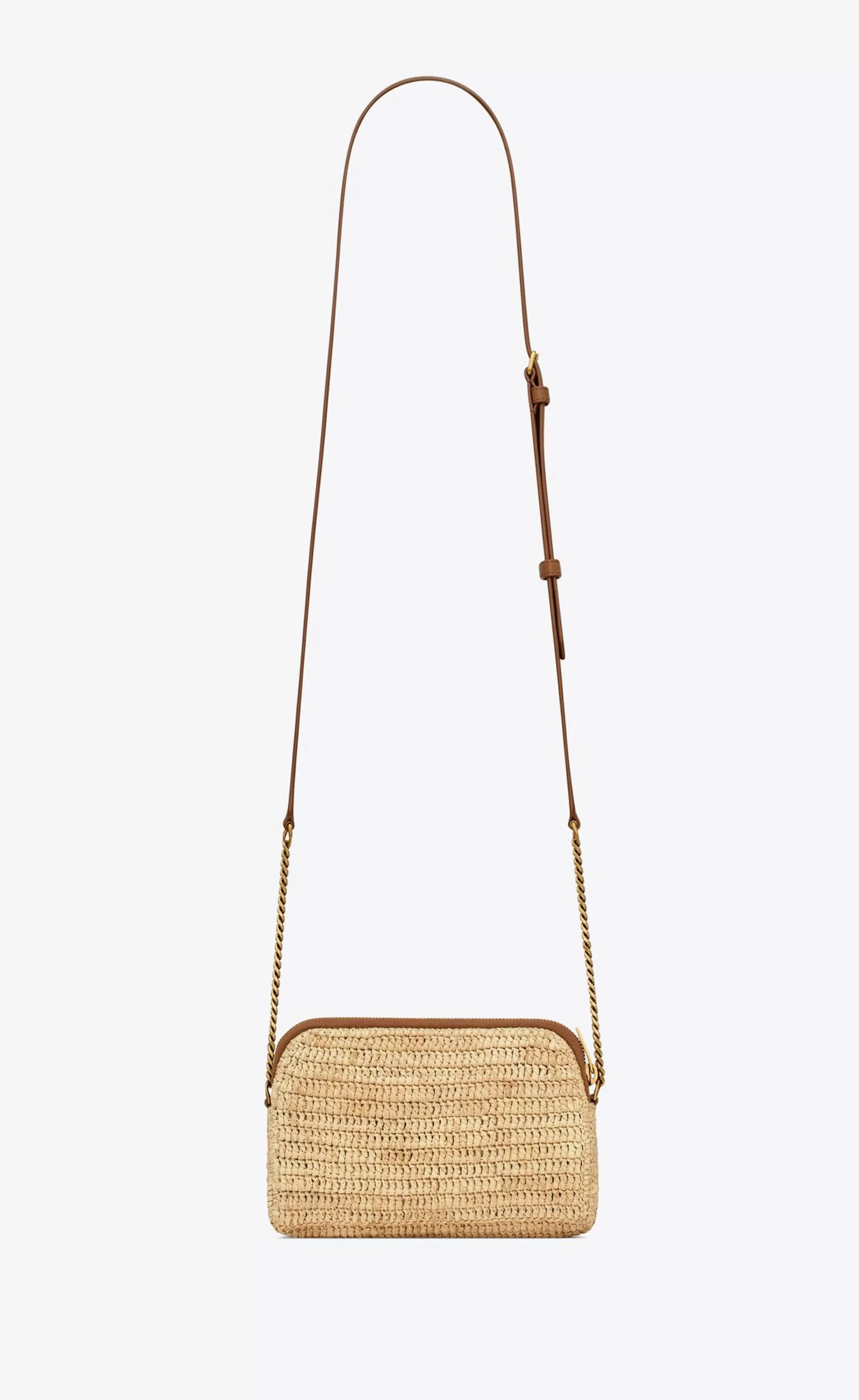 Women Saint Laurent MINI BAGS | GABY^GABY Zipped Pouch In Raffia And Vegetable-tanned Leather | | YSL.com