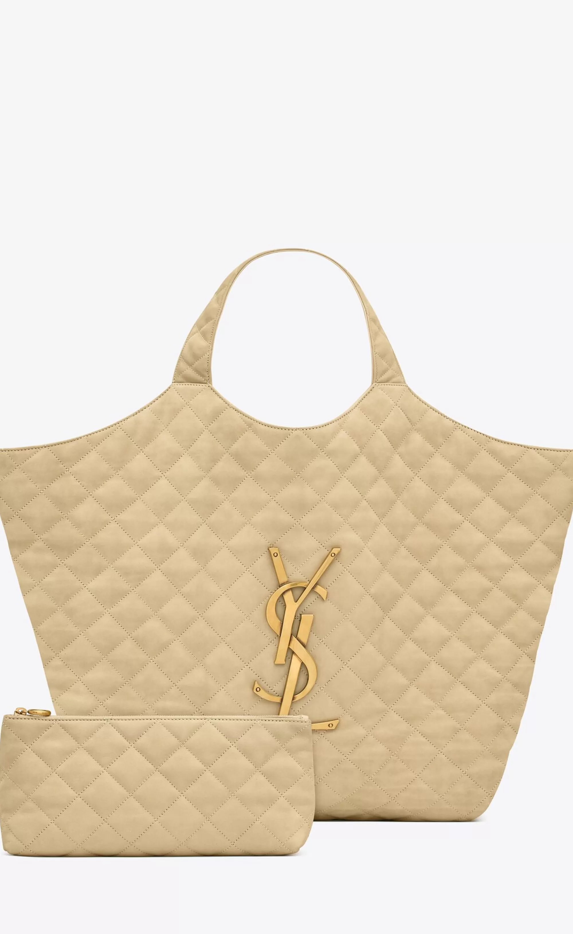 Women Saint Laurent TOTES AND SHOPPINGS | MAXI BAGS^ICARE Maxi Shopping Bag In Quilted Nubuck Suede | | YSL.com