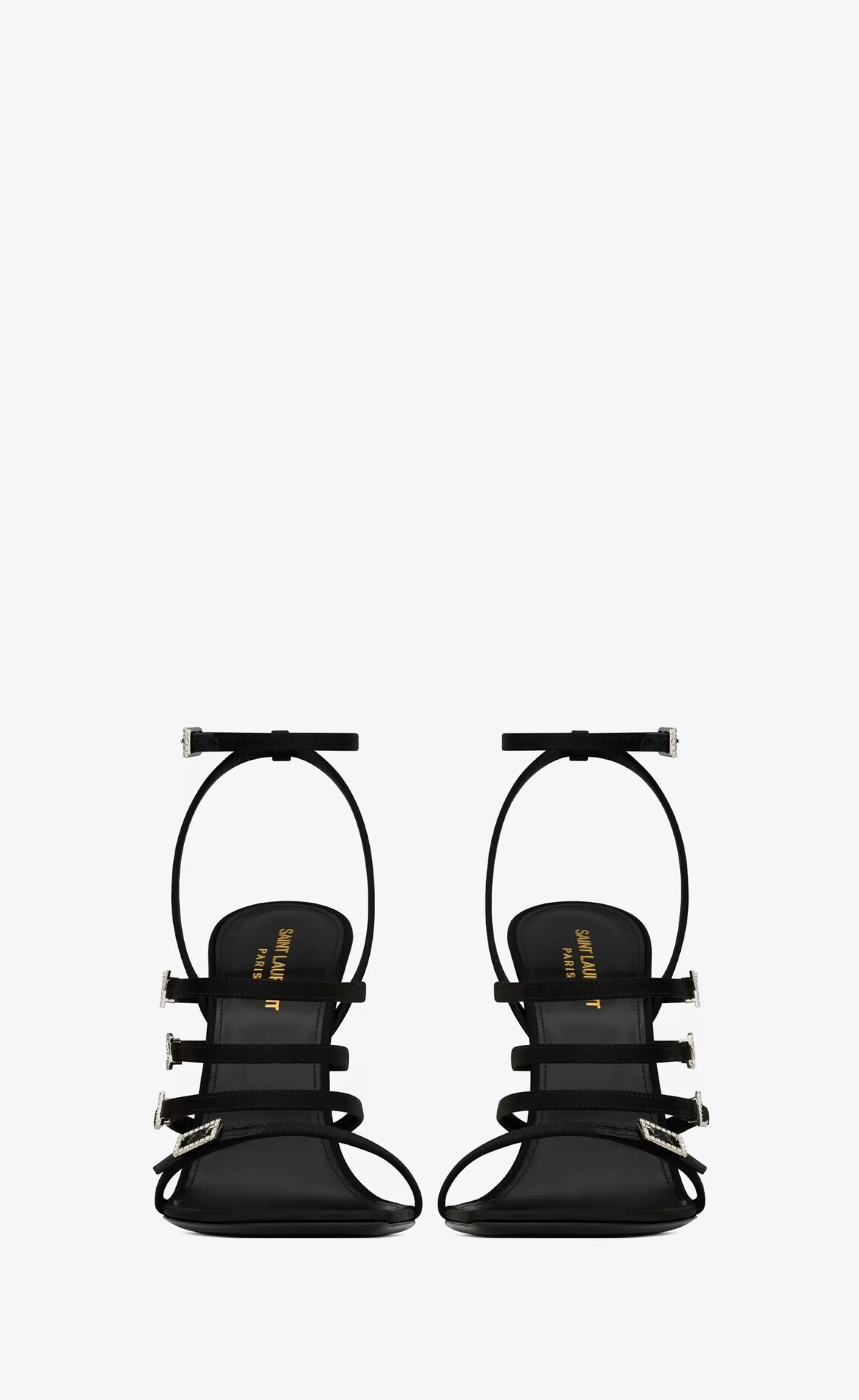 Women Saint Laurent High Heel Sandals^Jerry Sandals In Crepe Satin And Rhinestones | | YSL.com