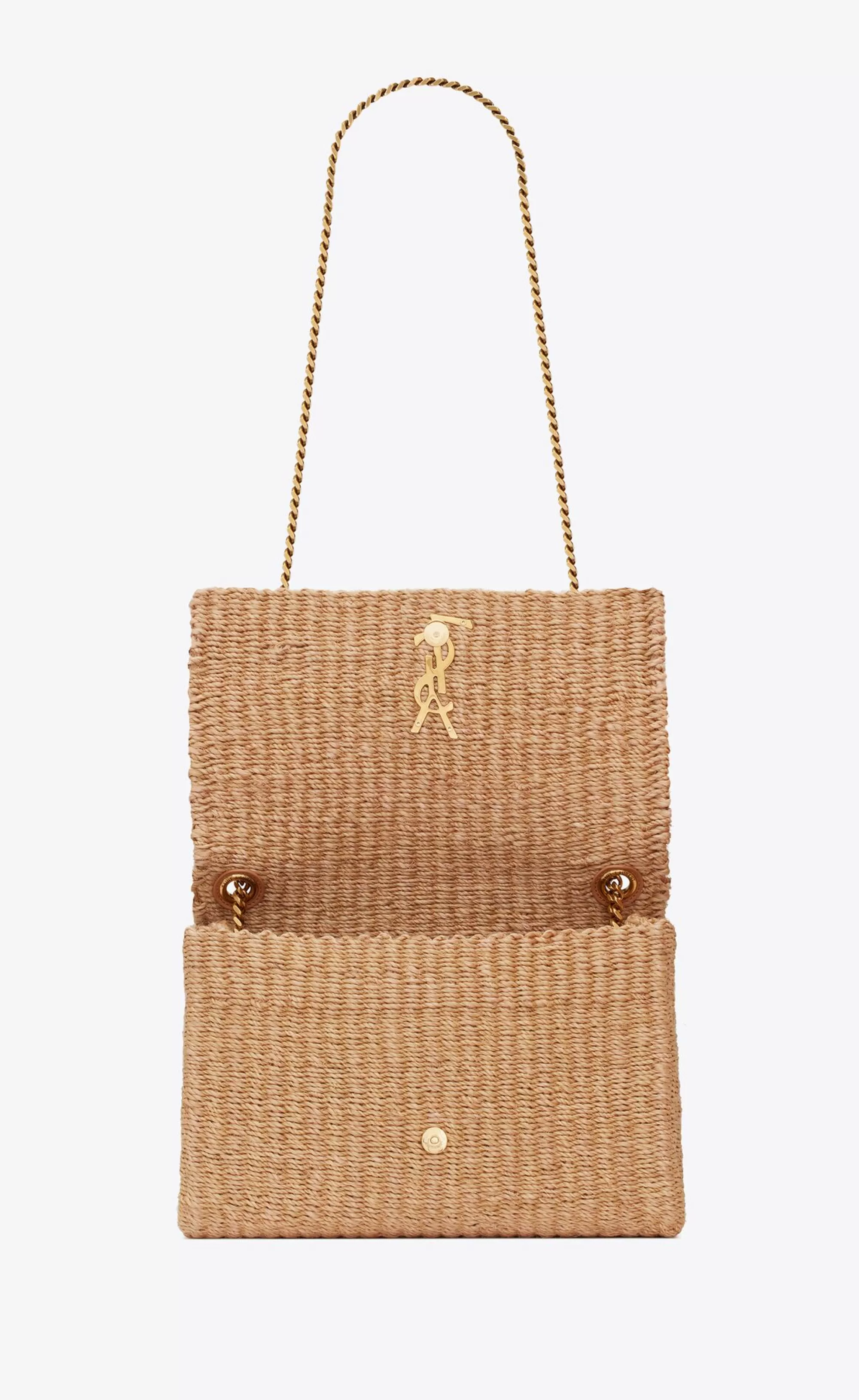 Women Saint Laurent SHOULDER BAGS | KATE^KATE Medium Supple CHAIN BAG In Raffia | | YSL.com