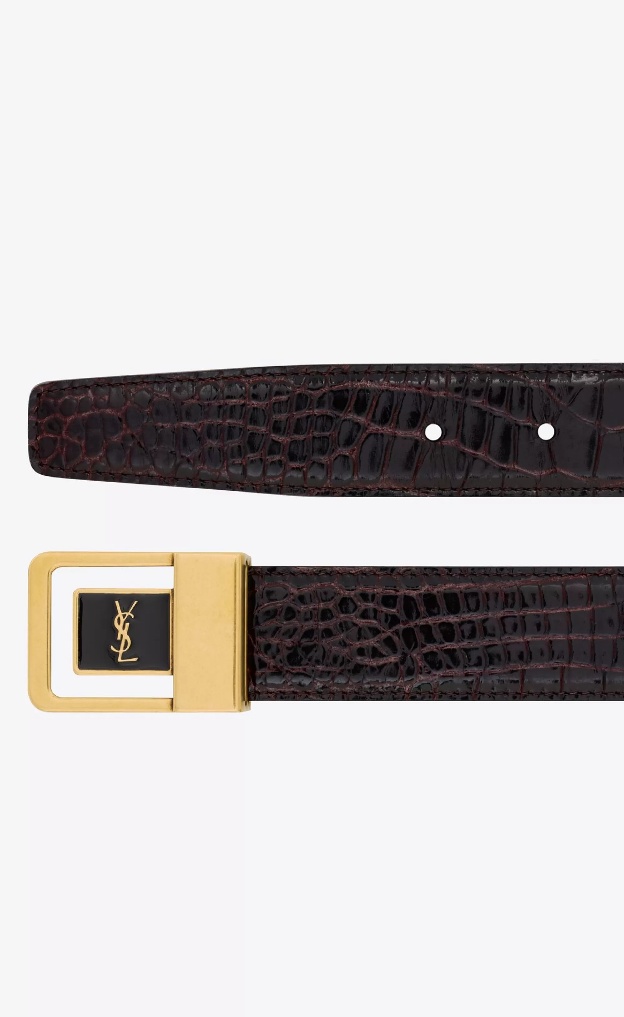 Women Saint Laurent BELTS^LA 66 Buckle Belt In Crocodile-embossed Leather | | YSL.com