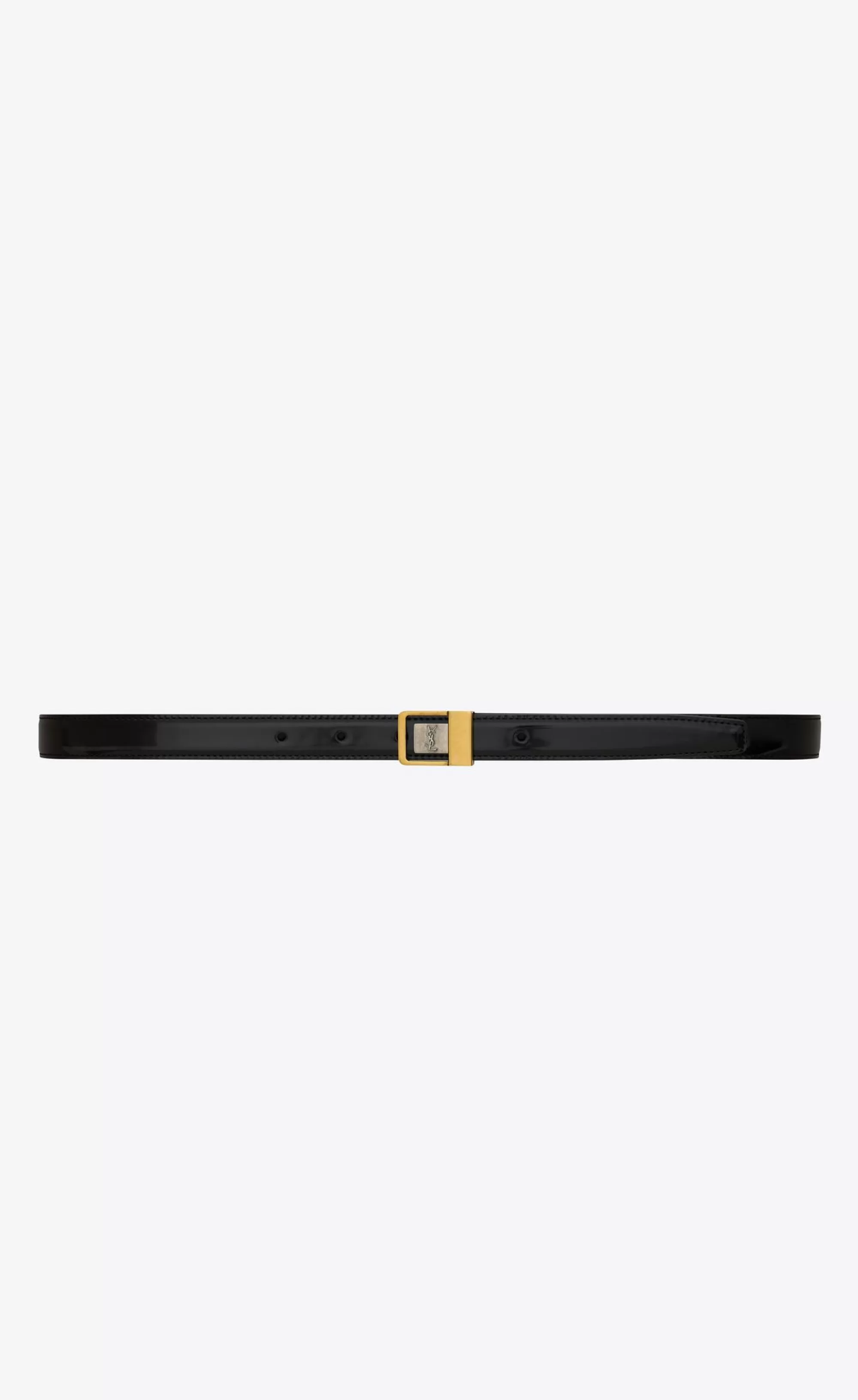 Saint Laurent BELTS^LA 66 Buckle Thin Belt In Shiny Leather | | YSL.com