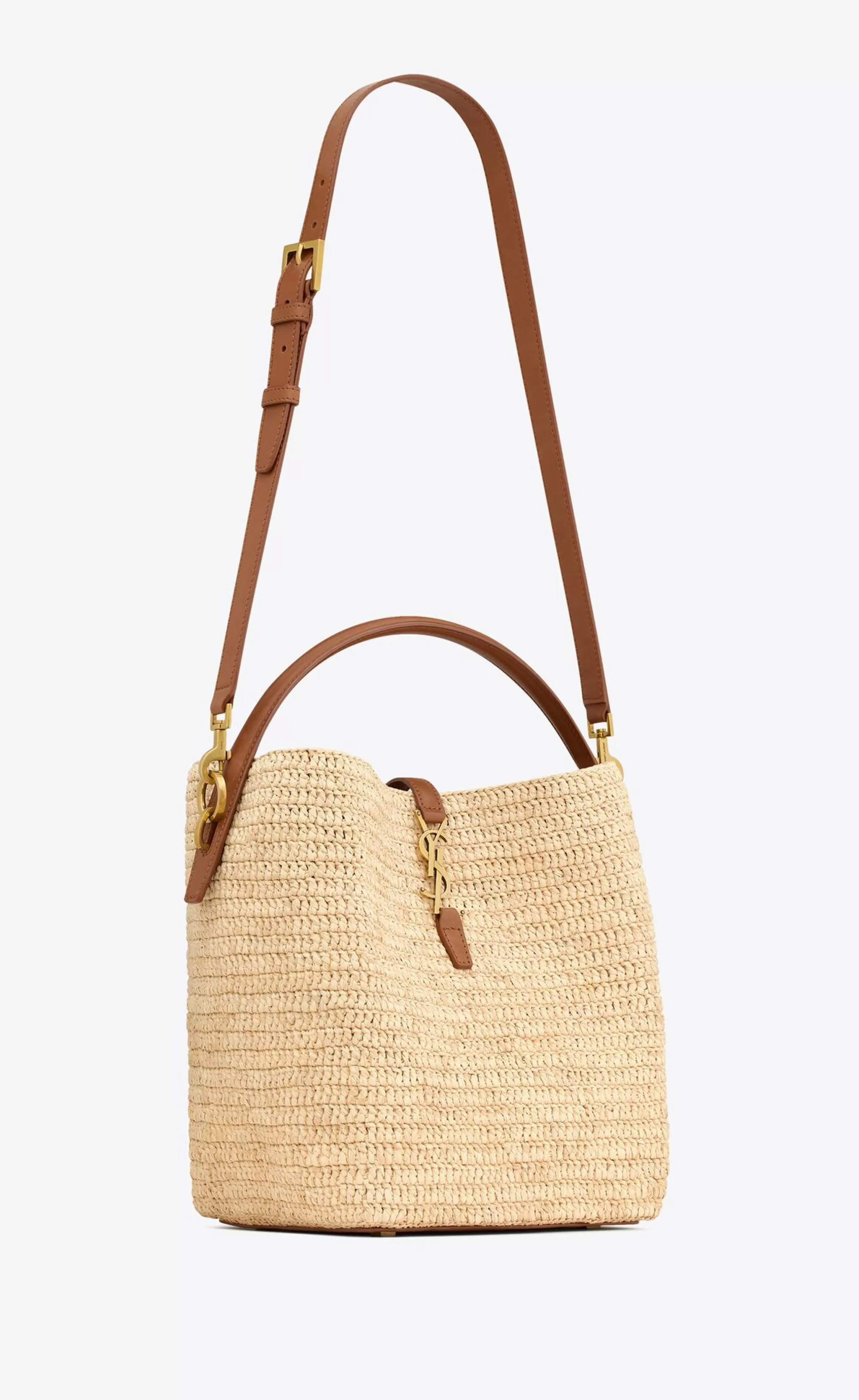 Women Saint Laurent HOBOS AND BUCKETS | LE 37^LE 37 In Woven Raffia And Vegetable-tanned Leather | | YSL.com