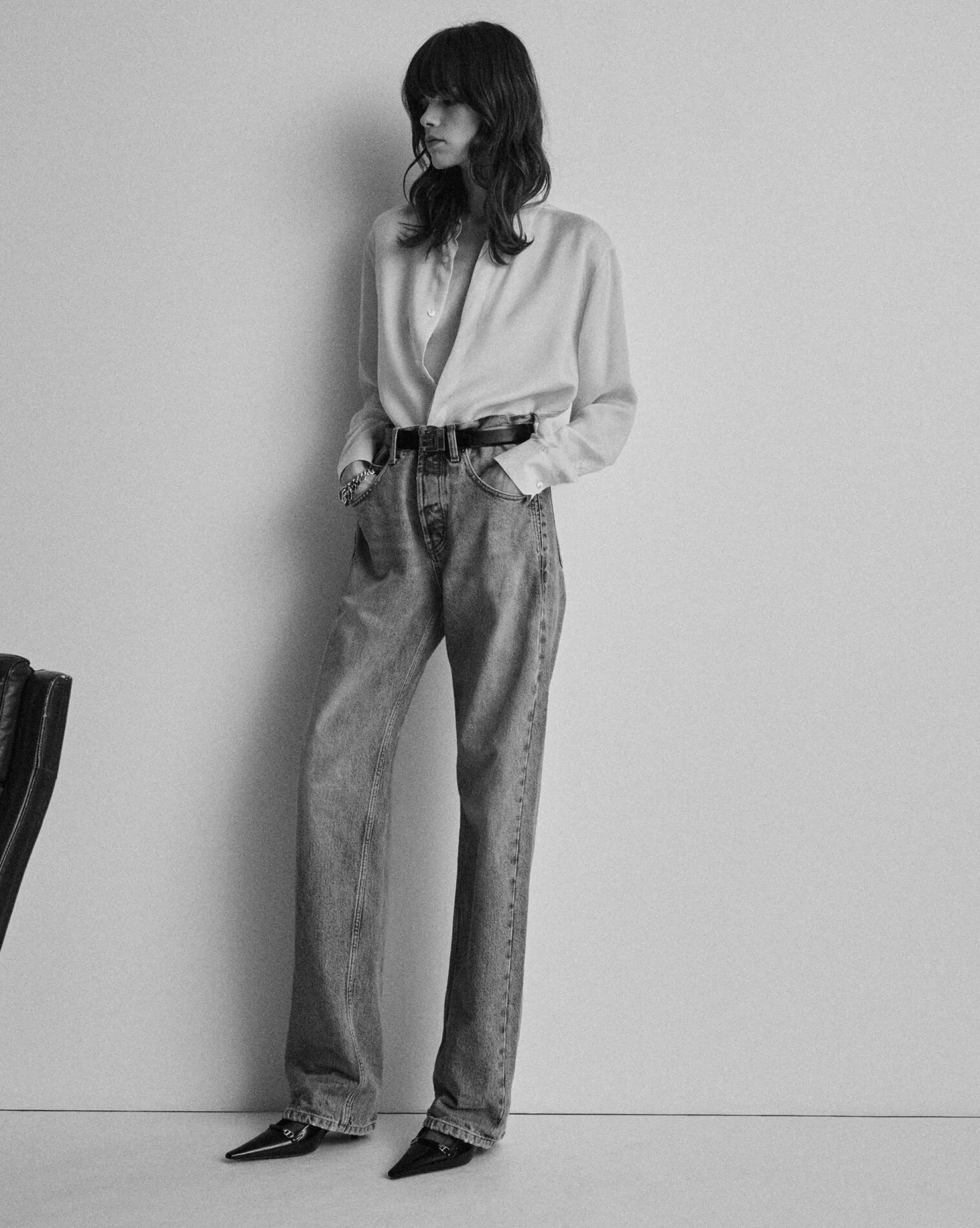 Women Saint Laurent Denim^Long Baggy Jeans In Denim | | YSL.com