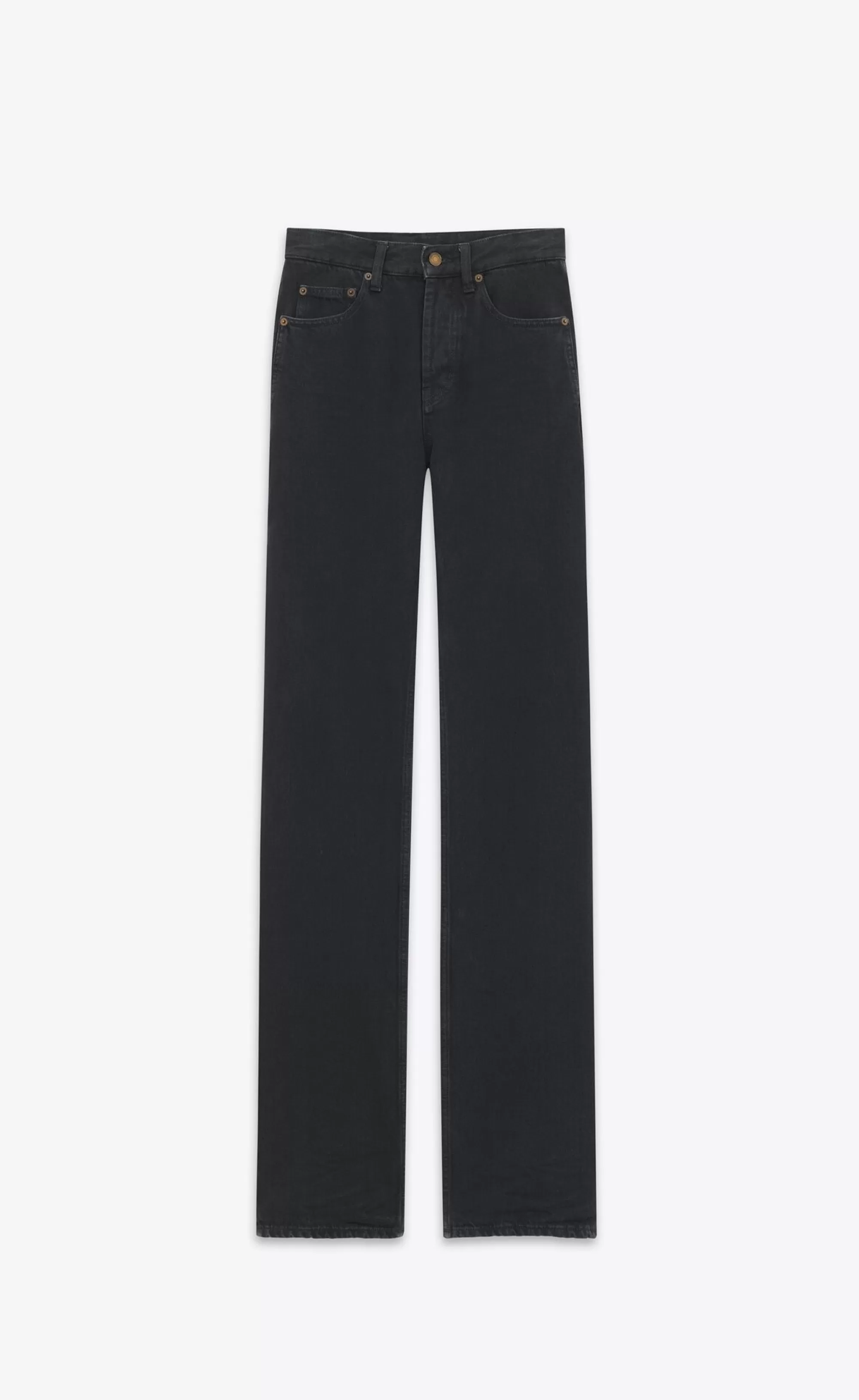Women Saint Laurent Denim^Long Straight Jeans In Carbon Black Denim | | YSL.com