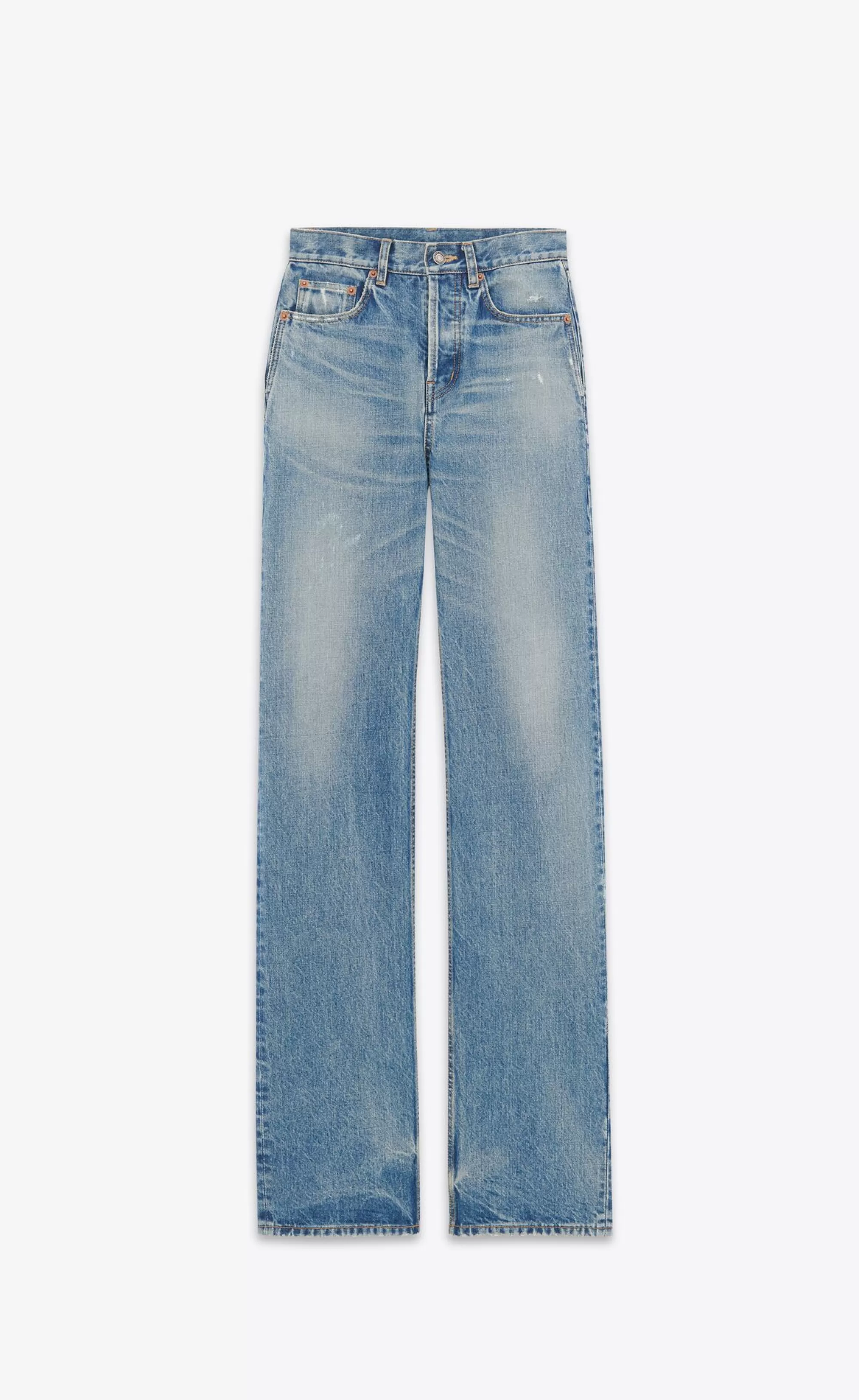Women Saint Laurent Denim^Long Straight Jeans In Denim | | YSL.com