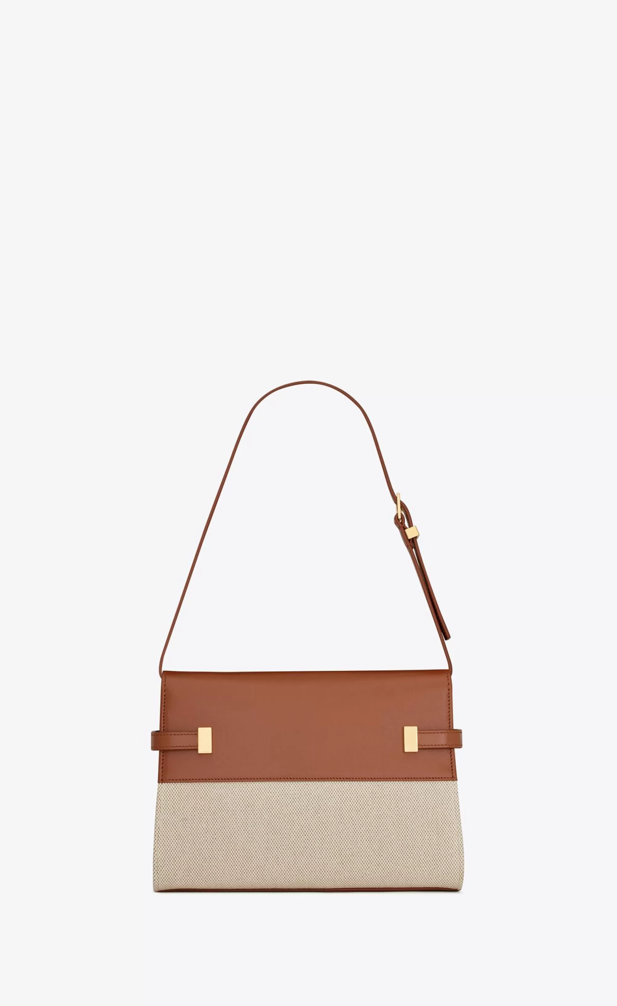 Women Saint Laurent SHOULDER BAGS | MANHATTAN^Manhattan Small Shoulder Bag In Cotton Canvas And Shiny Leather | | YSL.com
