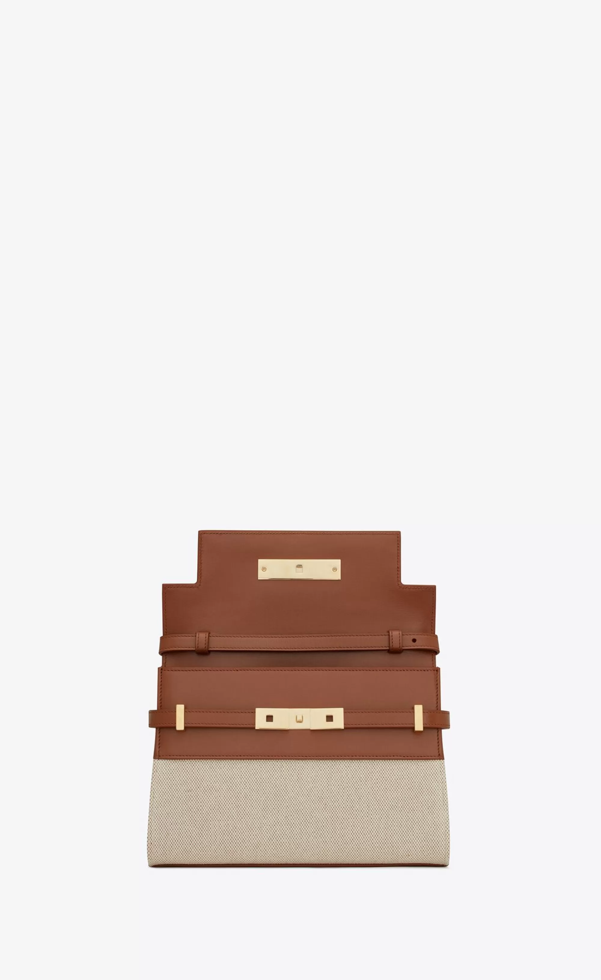 Women Saint Laurent SHOULDER BAGS | MANHATTAN^Manhattan Small Shoulder Bag In Cotton Canvas And Shiny Leather | | YSL.com