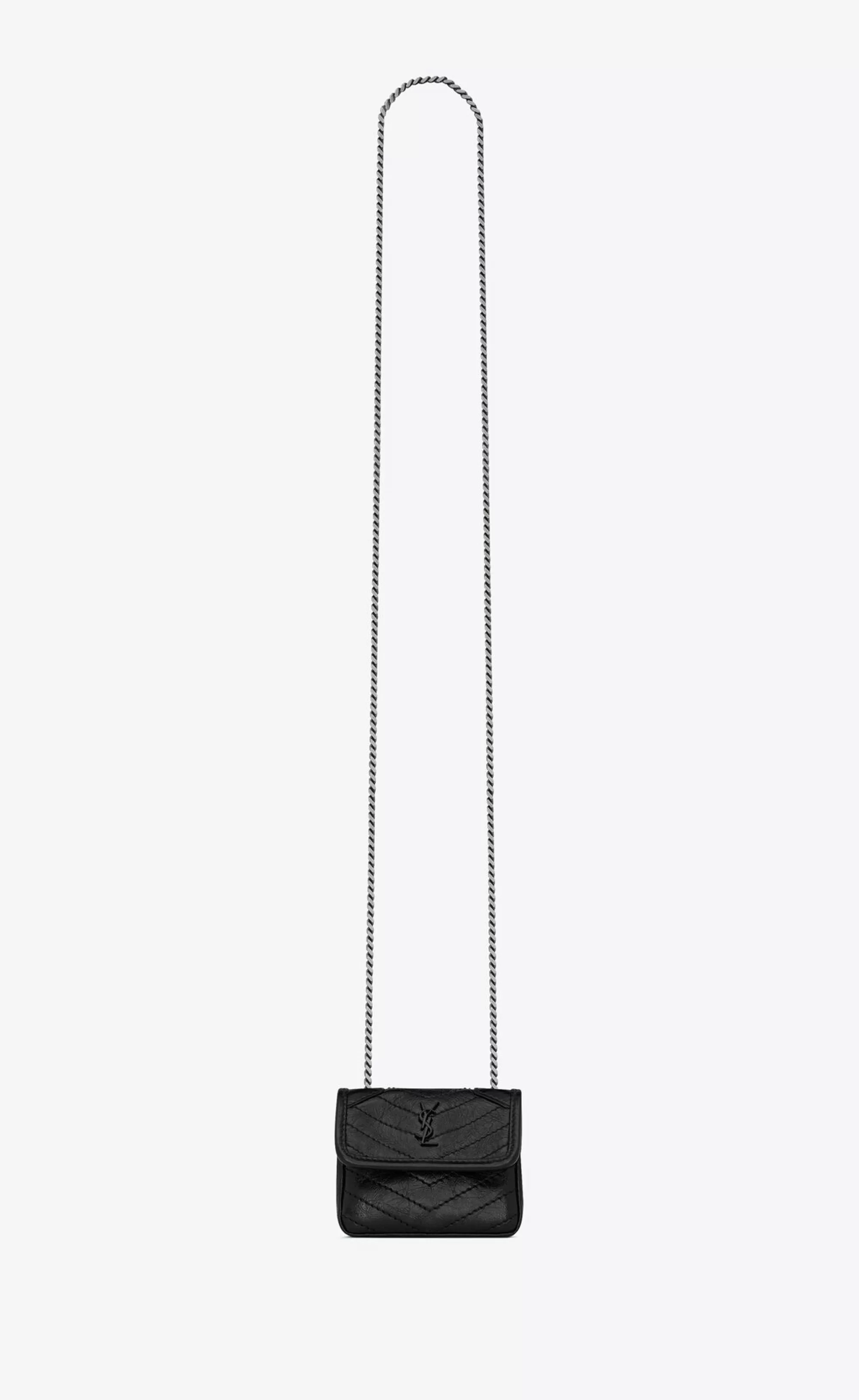 Women Saint Laurent SMALL ACCESSORIES^NIKI AIRPODS HOLDER MICRO BAG IN CRINKLED VINTAGE LEATHER | | YSL.com