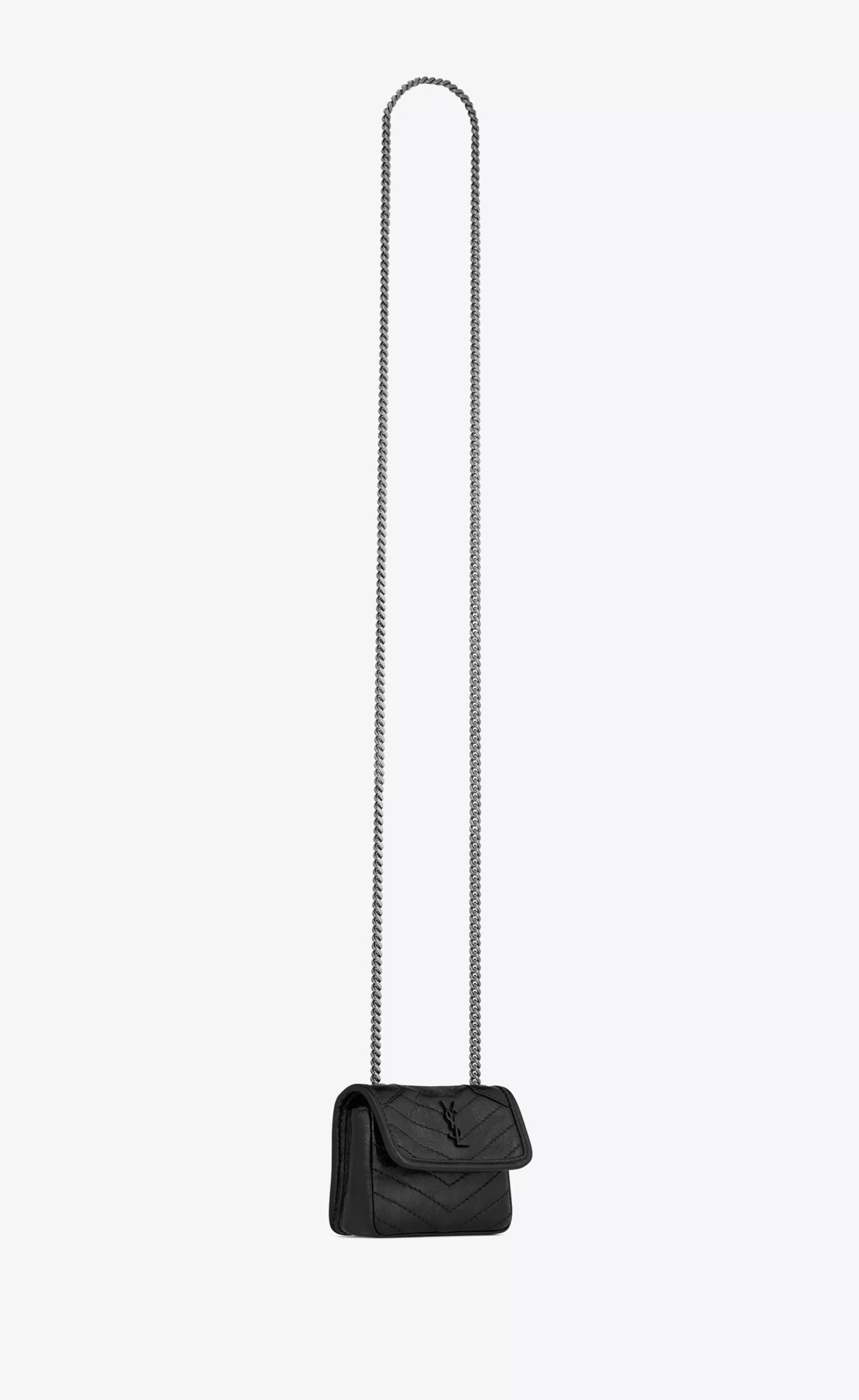 Women Saint Laurent SMALL ACCESSORIES^NIKI AIRPODS HOLDER MICRO BAG IN CRINKLED VINTAGE LEATHER | | YSL.com