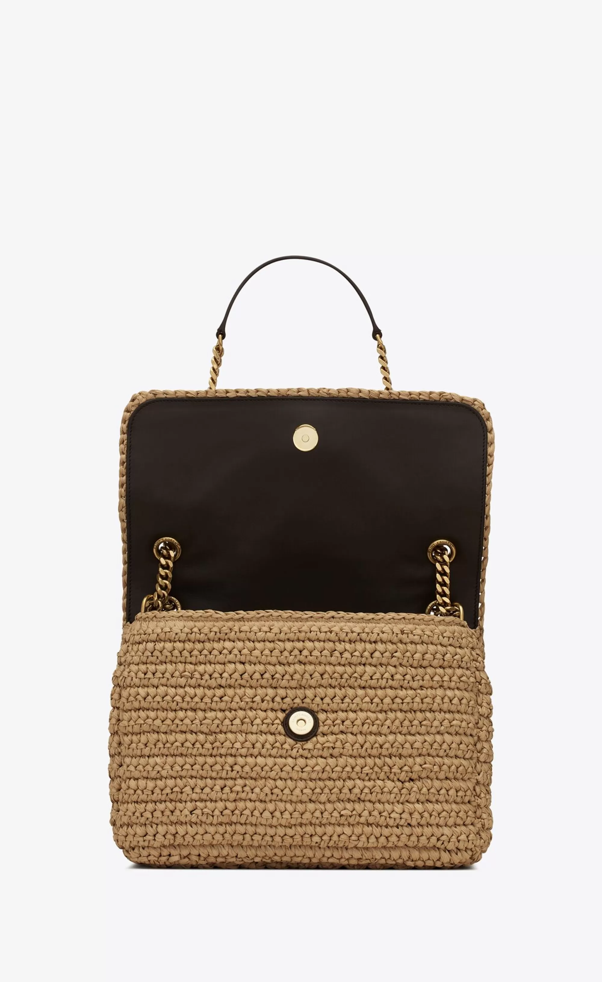 Women Saint Laurent SHOULDER BAGS | NIKI^NIKI Medium CHAIN BAG In Raffia And Leather | | YSL.com